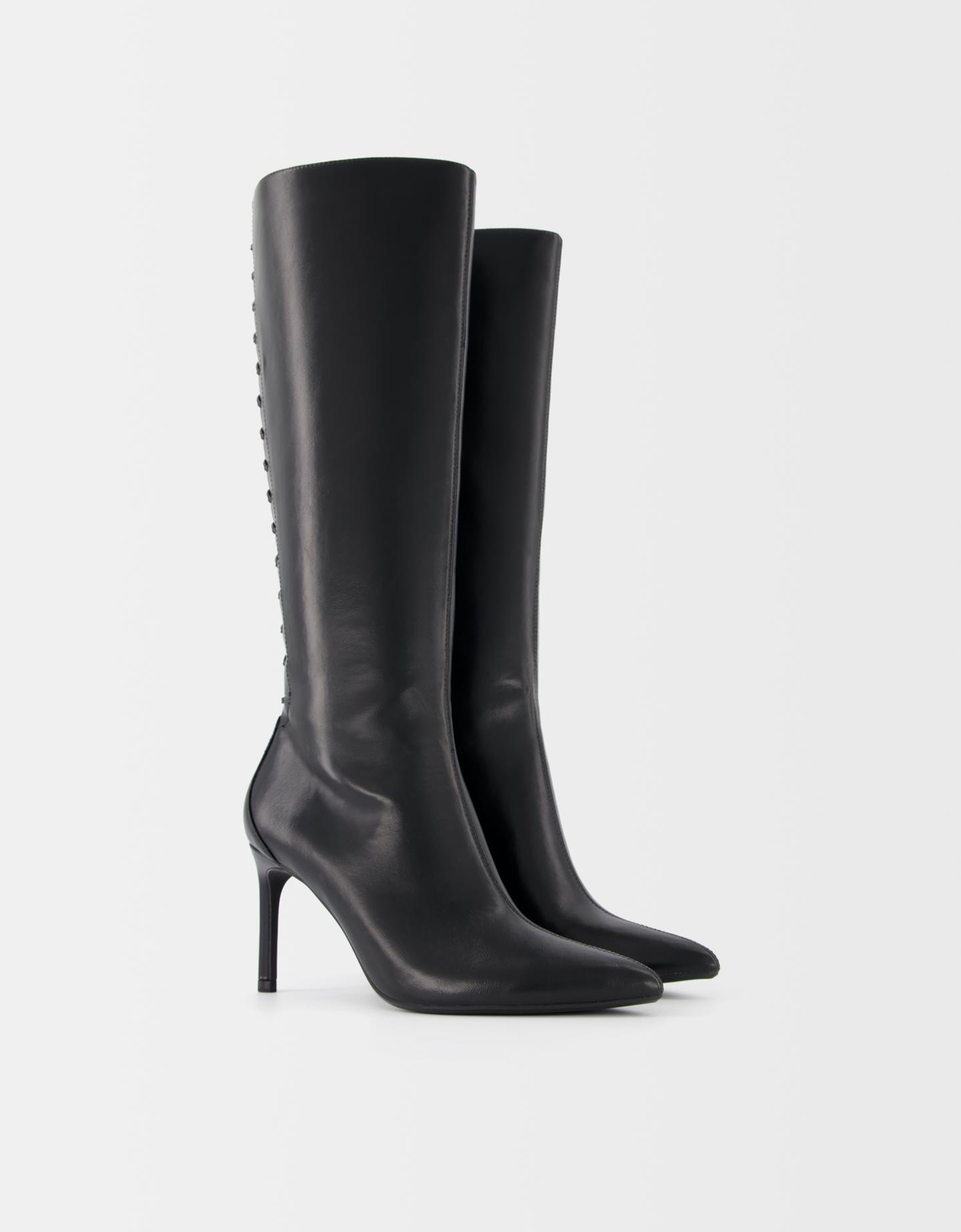 Bershka Bota Tacón Detalle Cordón Mujer 38 Negro