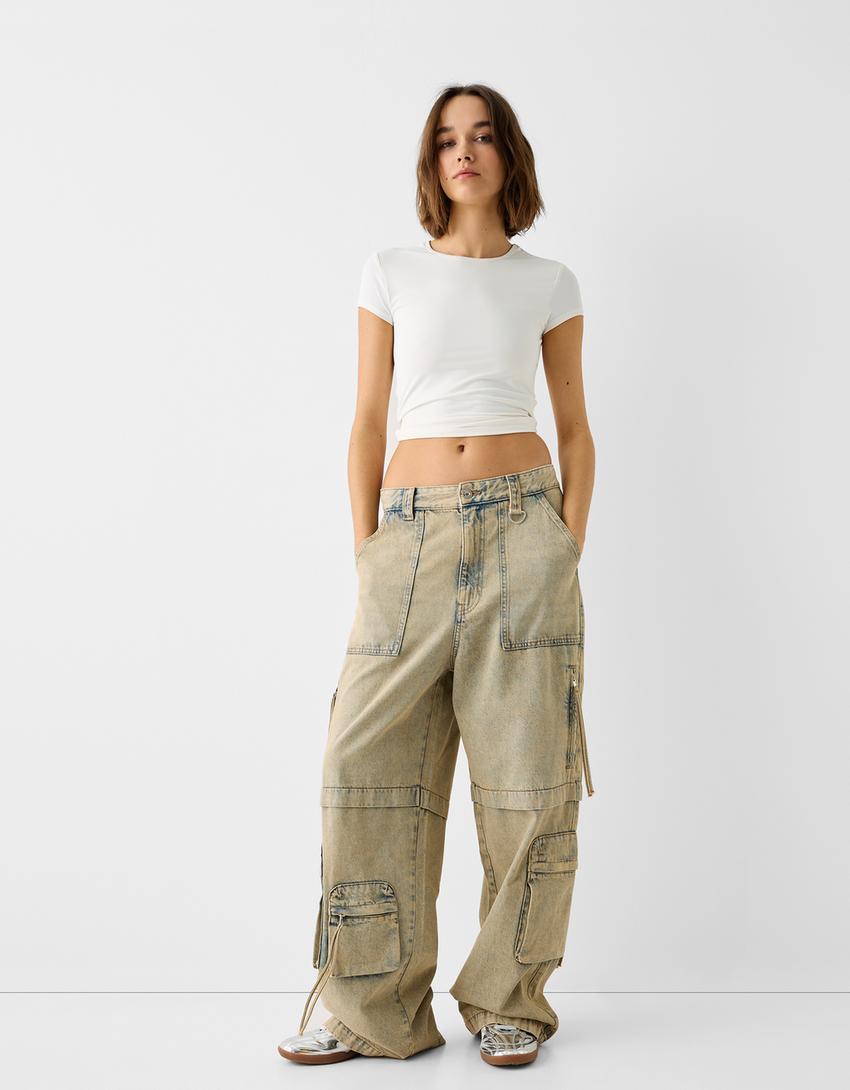 Jeans super baggy cargo-Azul lavado-3