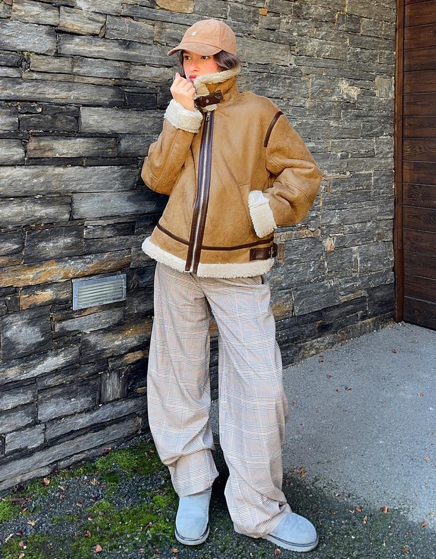 Giubbotto biker double face-Camel