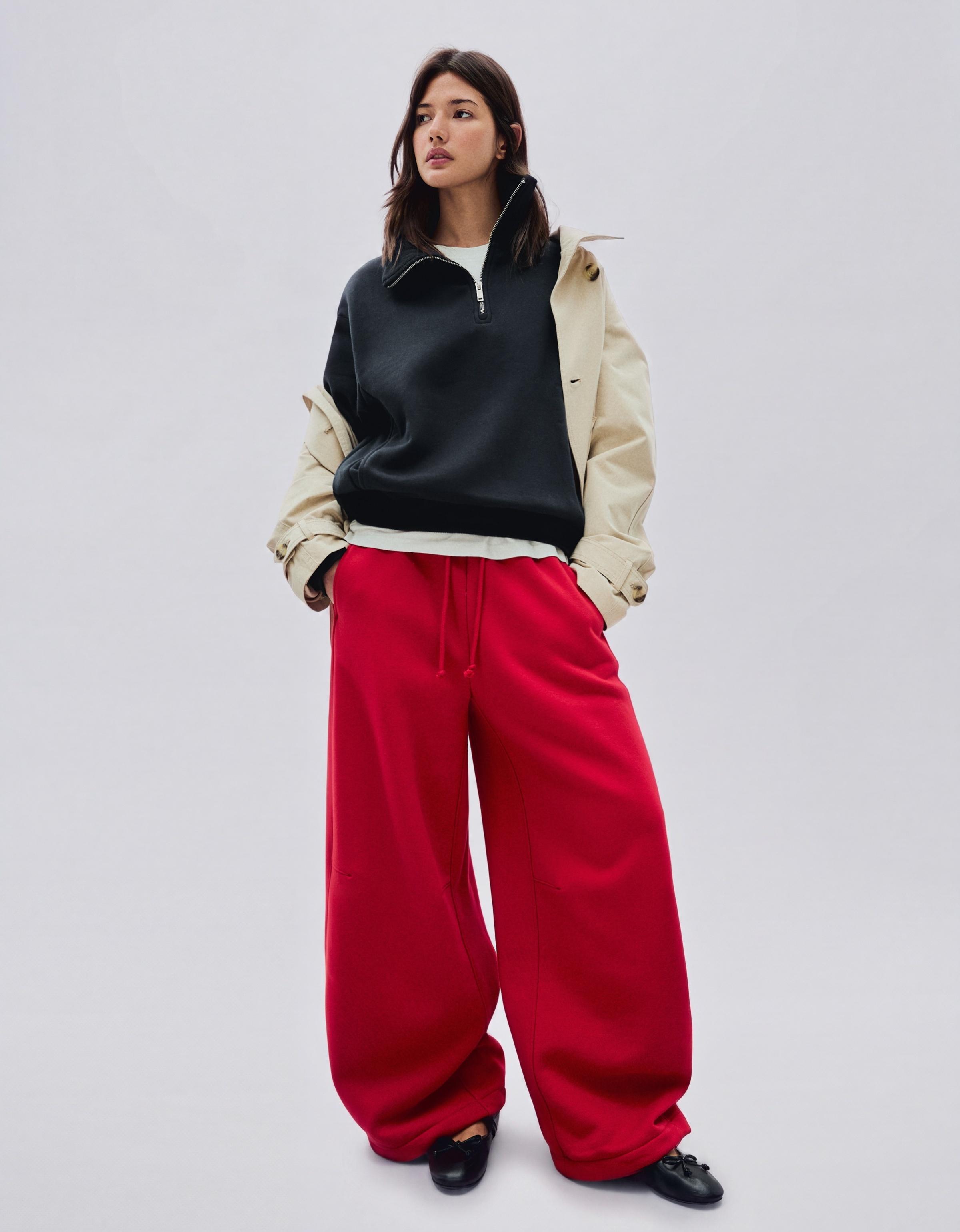 High neck zip-up sweatshirt — Navy