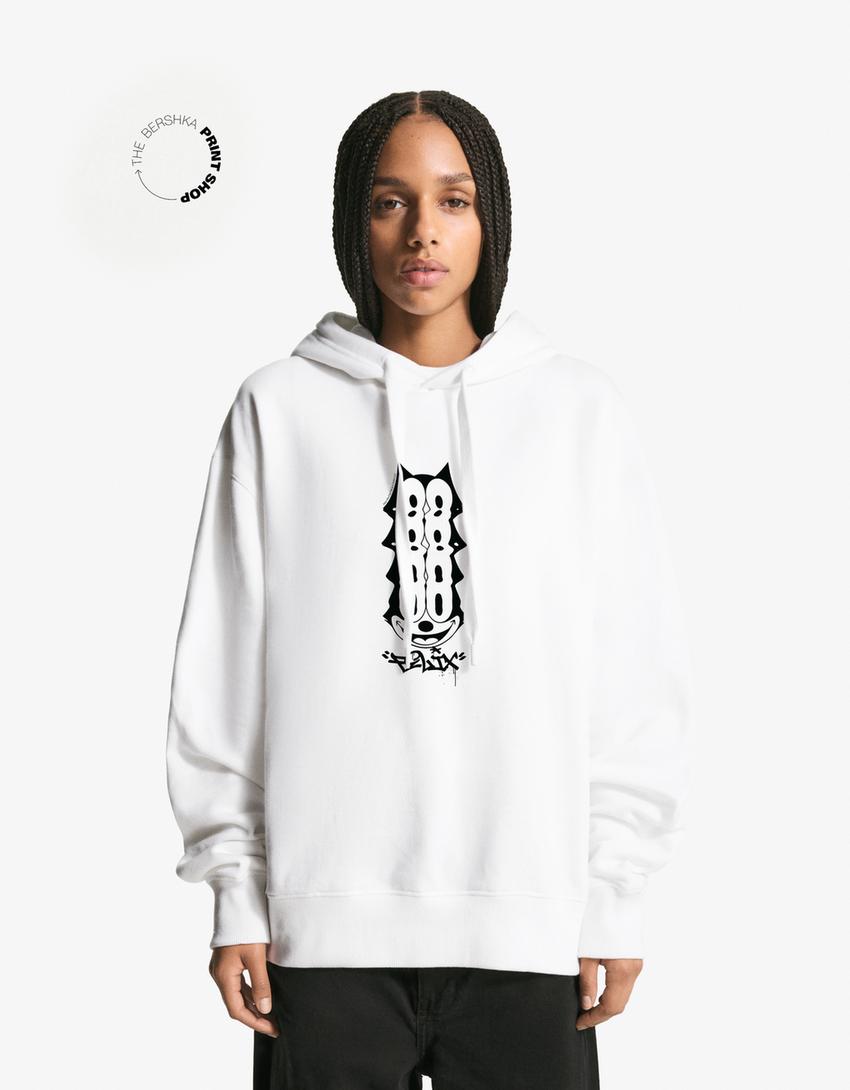 Sweatshirt Felix the Cat com capuz-Branco