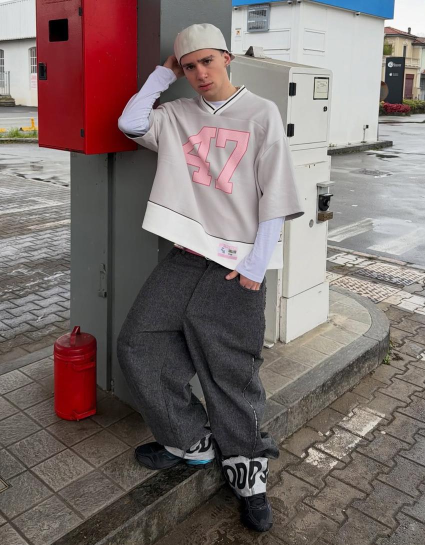 Short sleeve sport print T-shirt-Grey