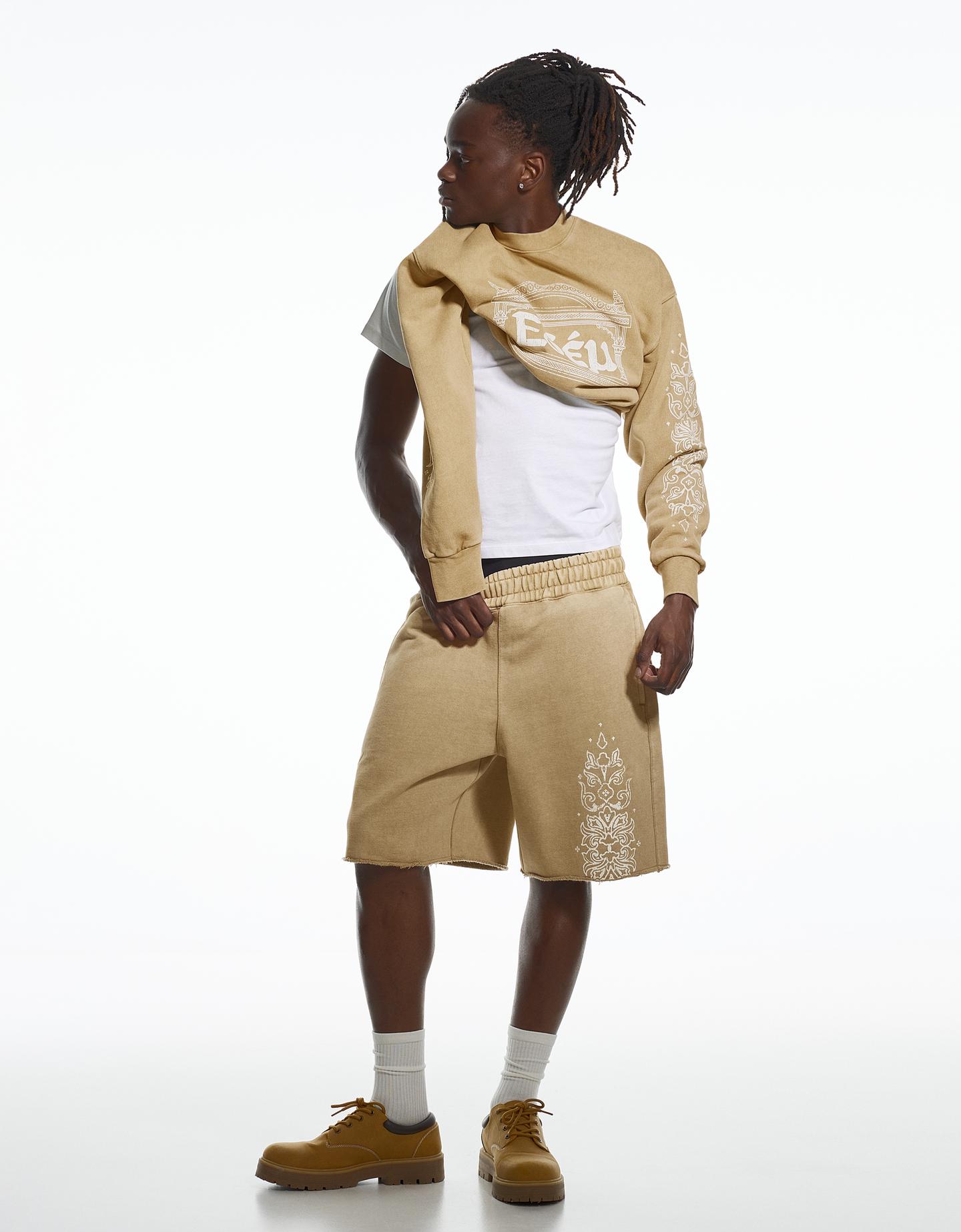 Bershka bermudy z efektem prania aries x bershka wielbłądzi