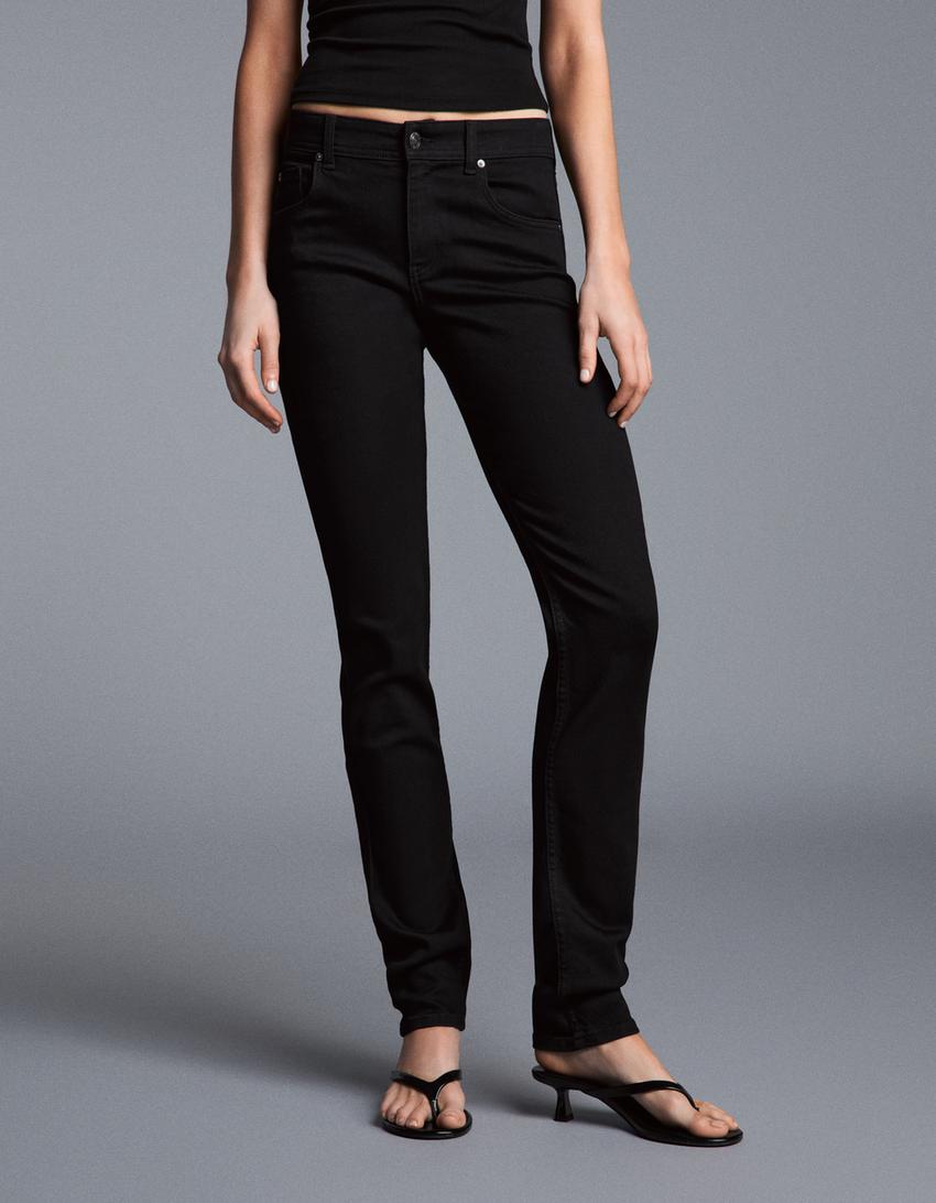 Yüksek bel skinny fit jean-Siyah