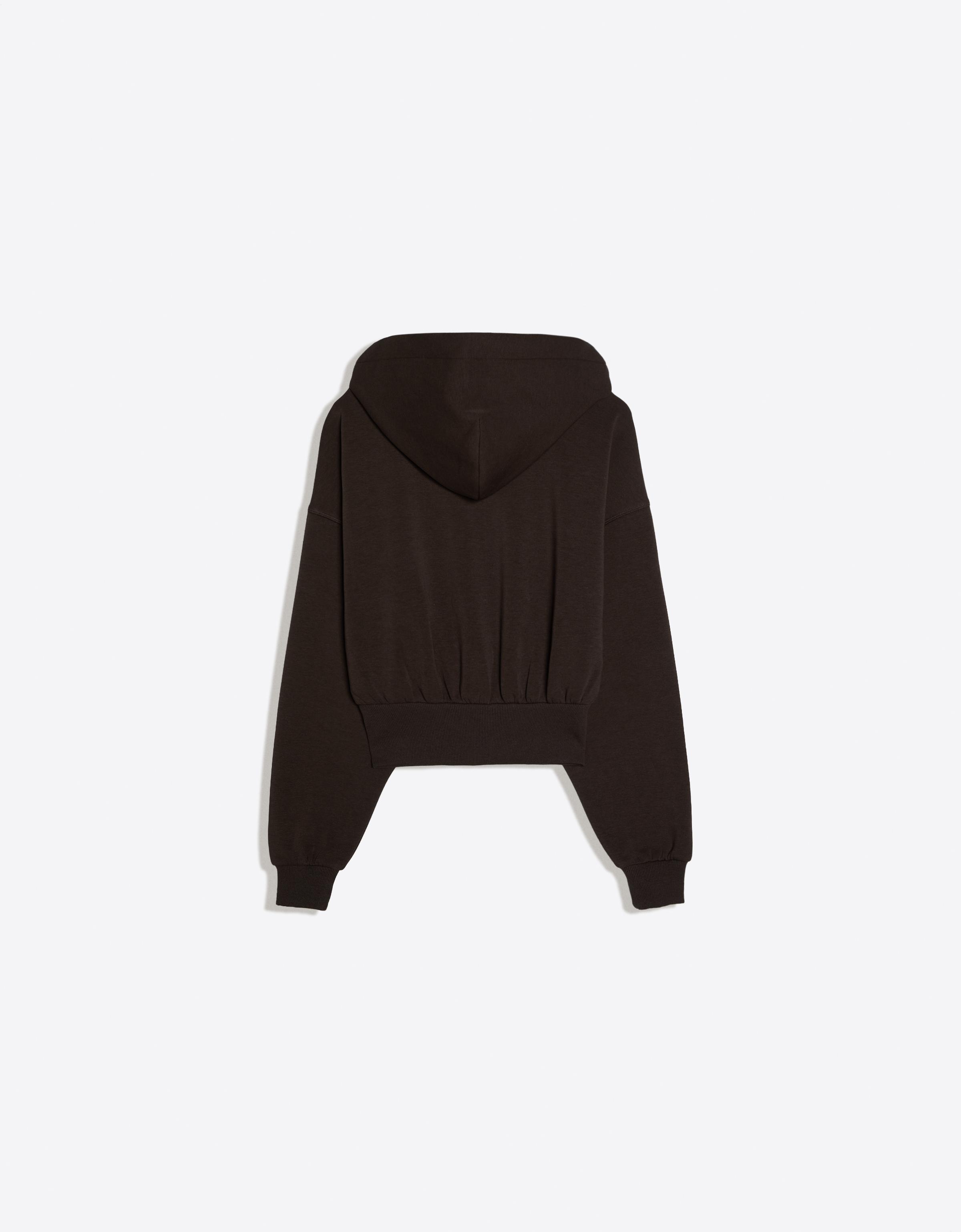 Zip-up hooded sweatshirt with sash — Brown