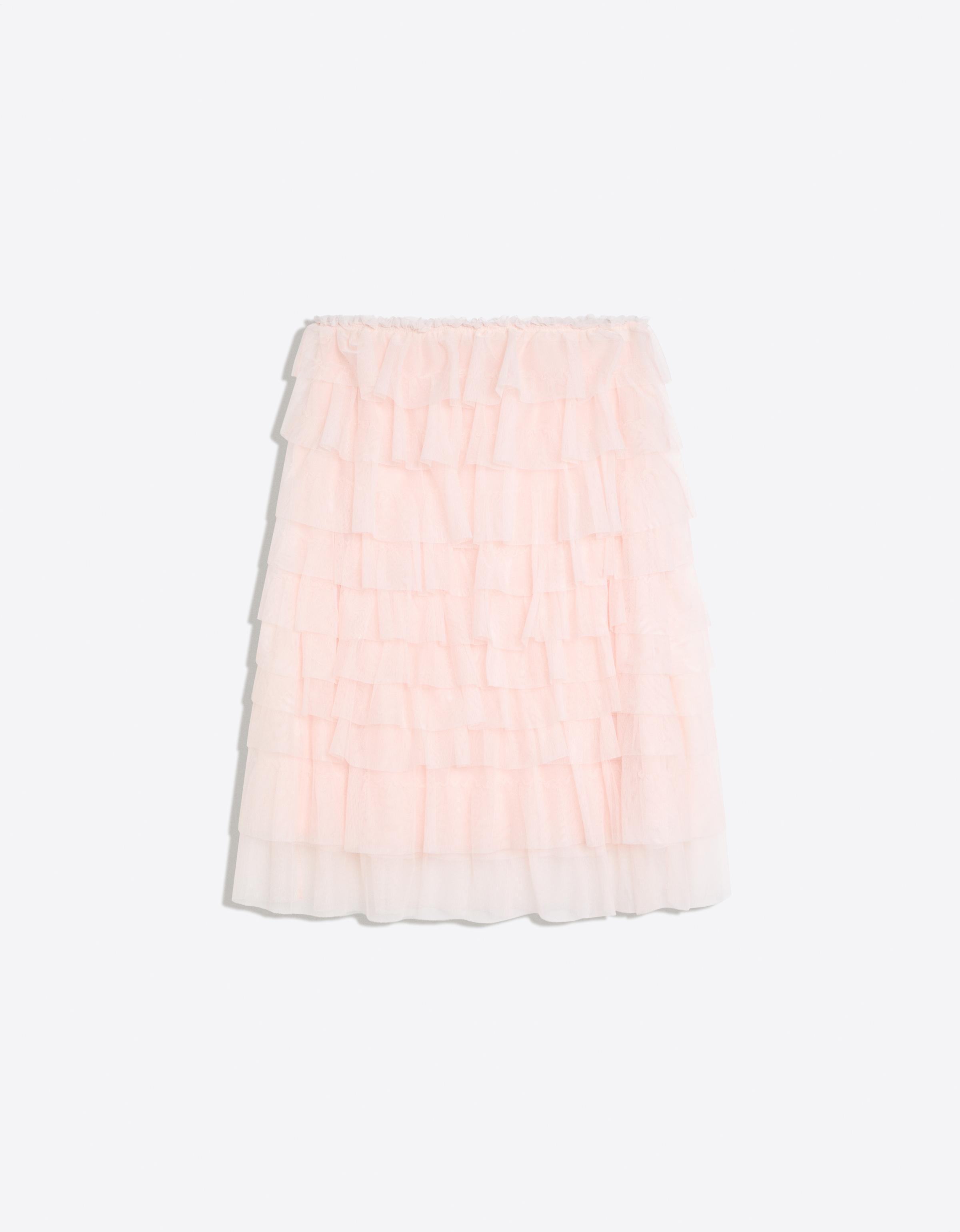 Layered tulle midi skirt — Orange