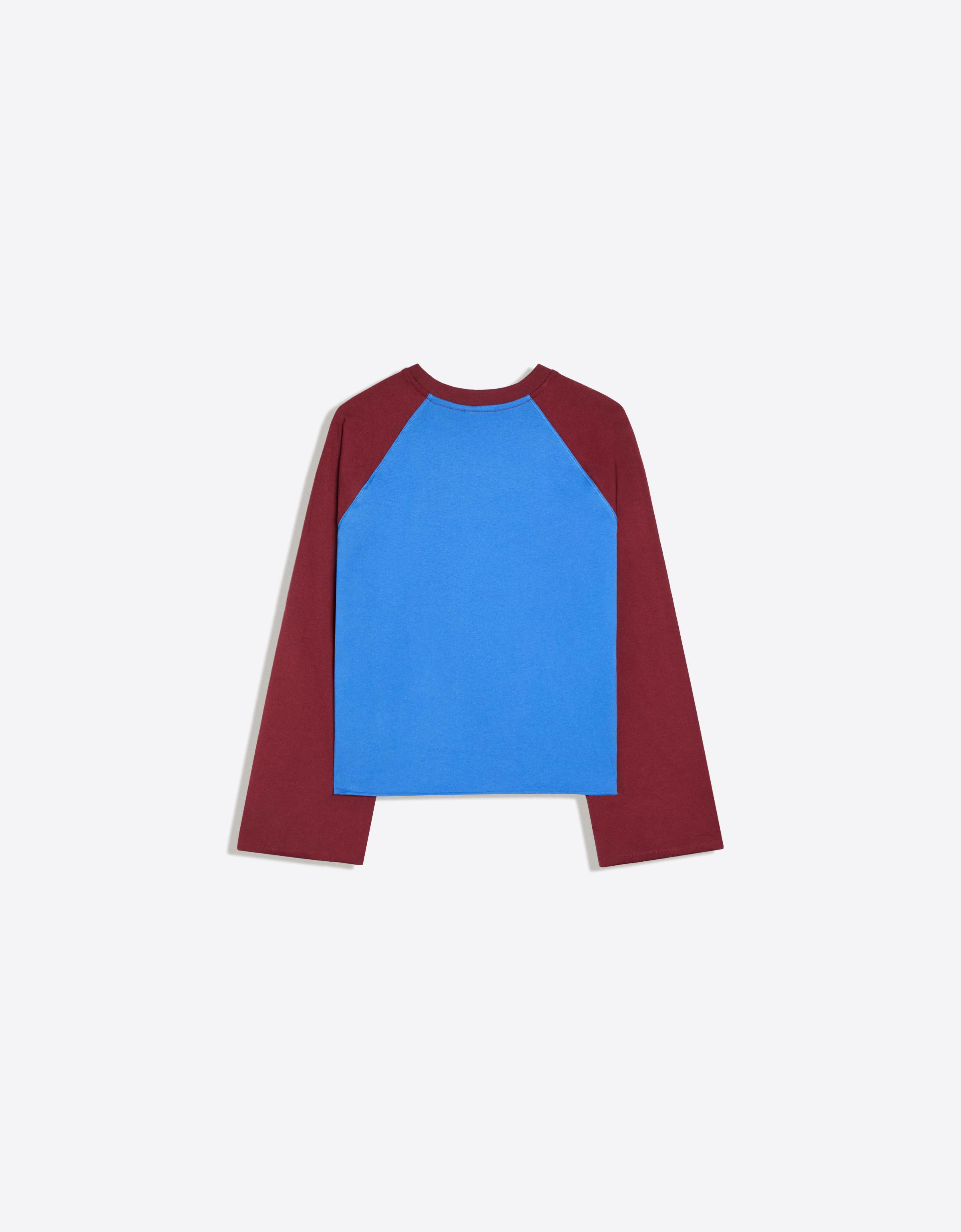 Long-sleeve contrast print raglan T-shirt — Blue
