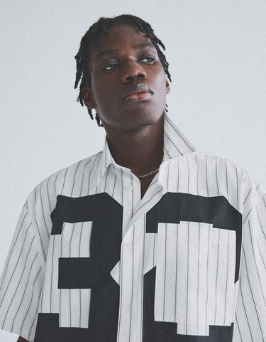 Short sleeve stripe print shirt — White 4