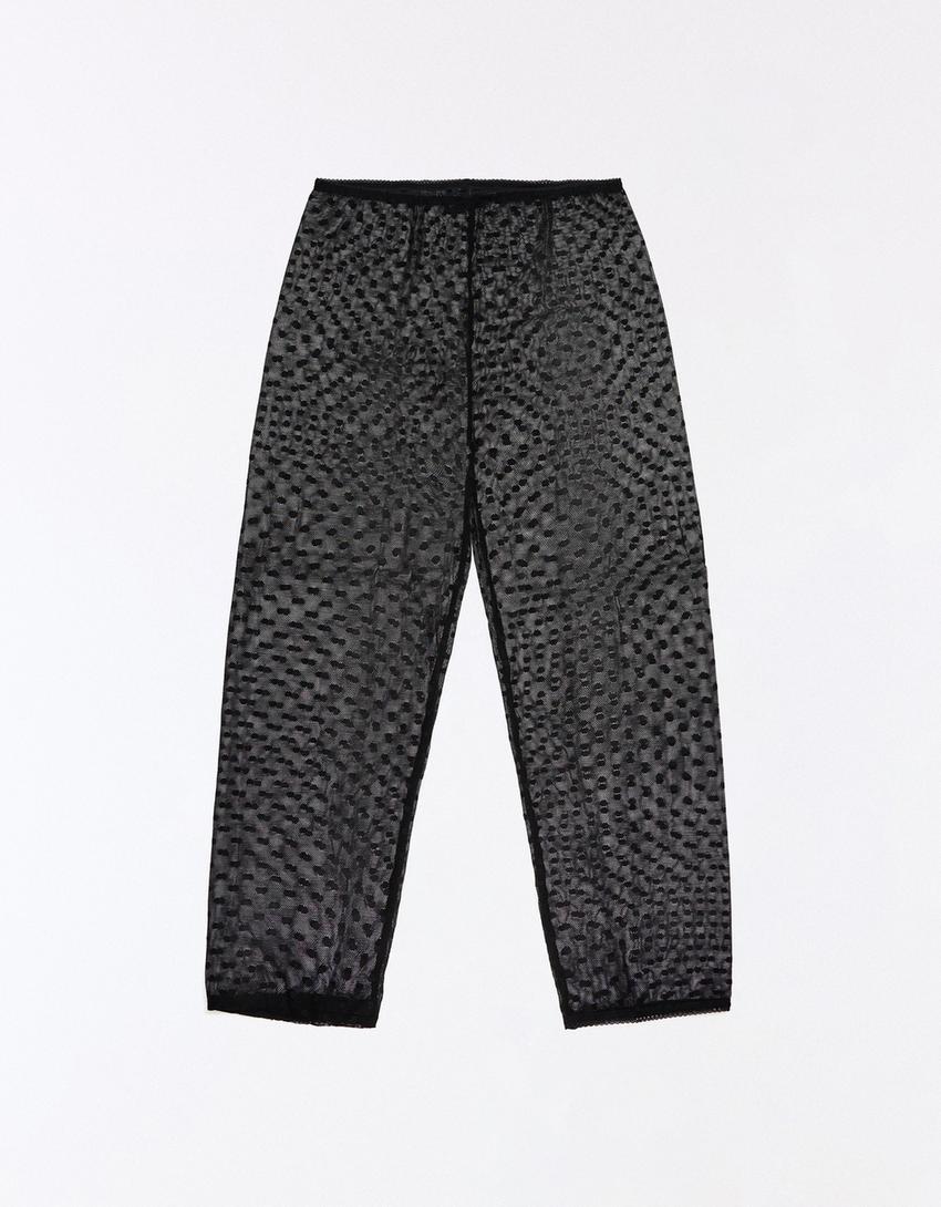 Legging capri de bolinhas-Preto