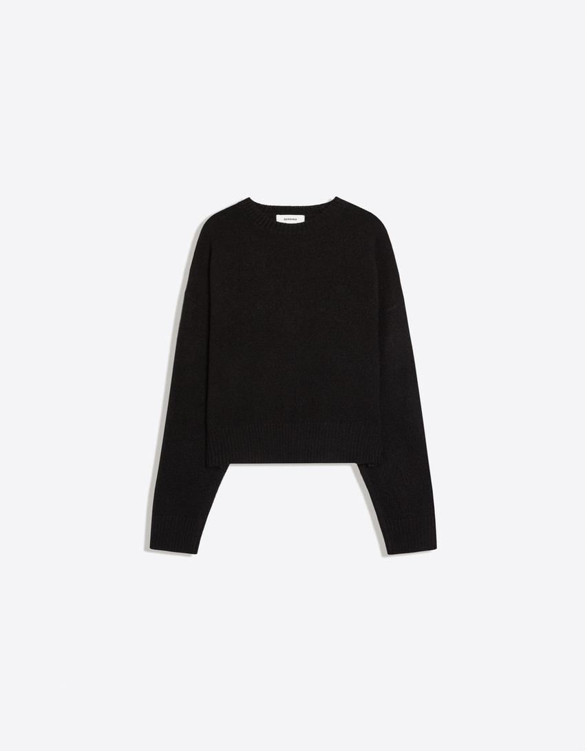 Pullover mit Rundausschnitt-Schwarz
