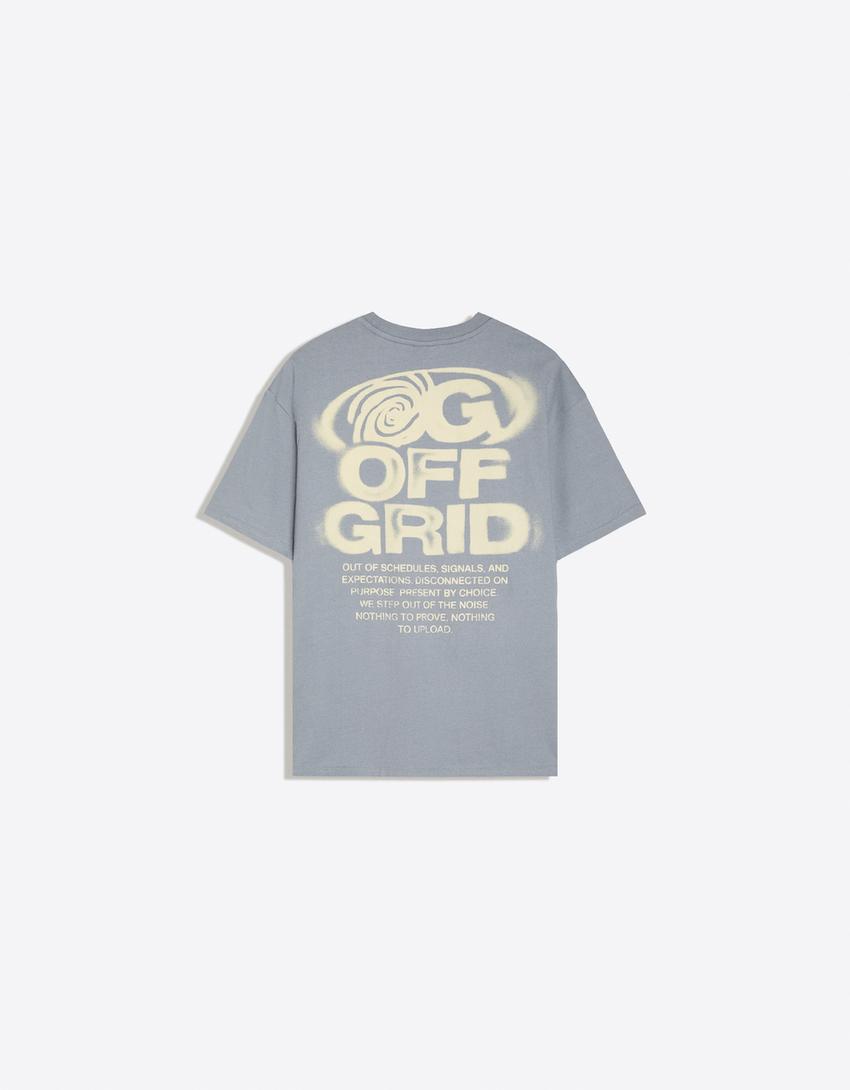 T-shirt manches courtes imprimé-Gris