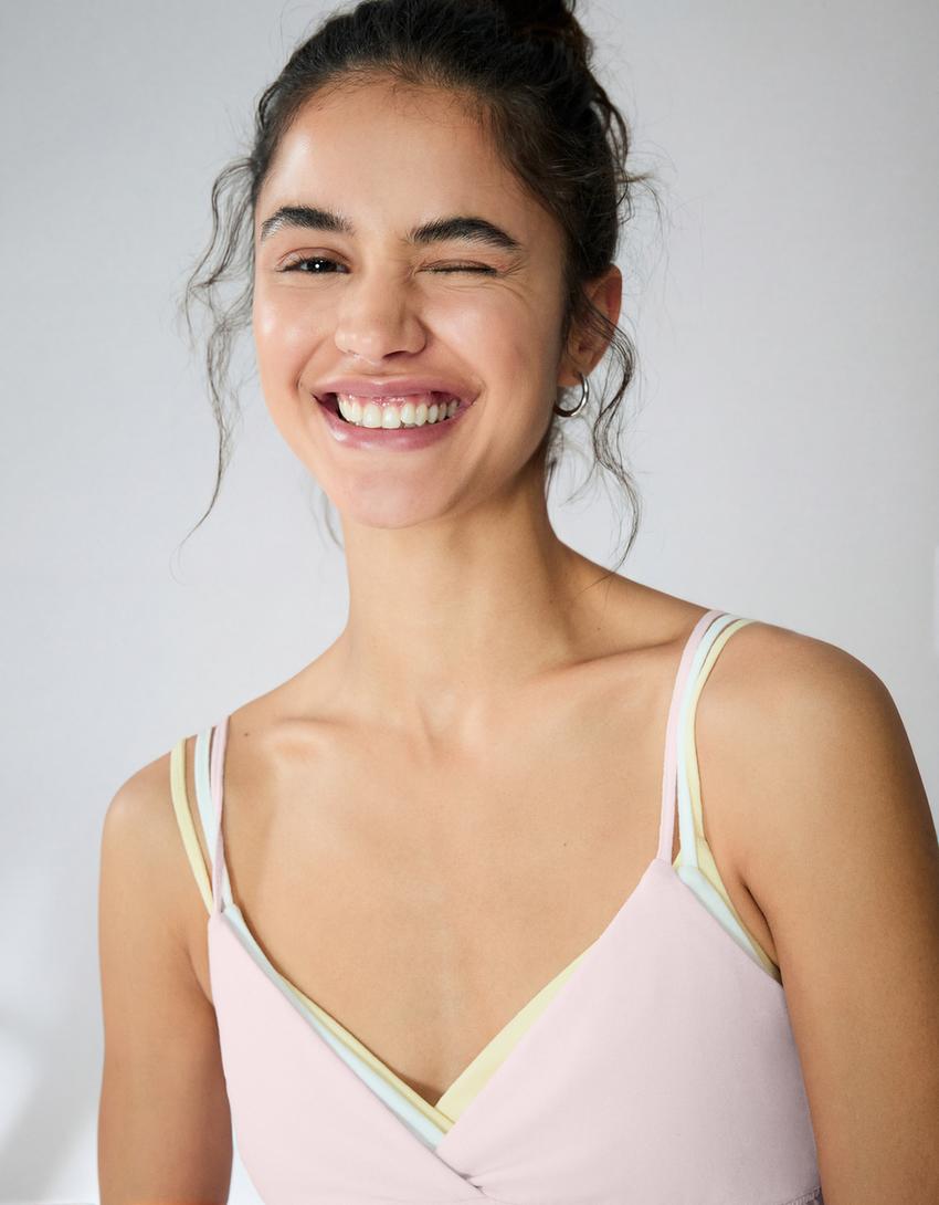 Top tirantes peplum-Rosa