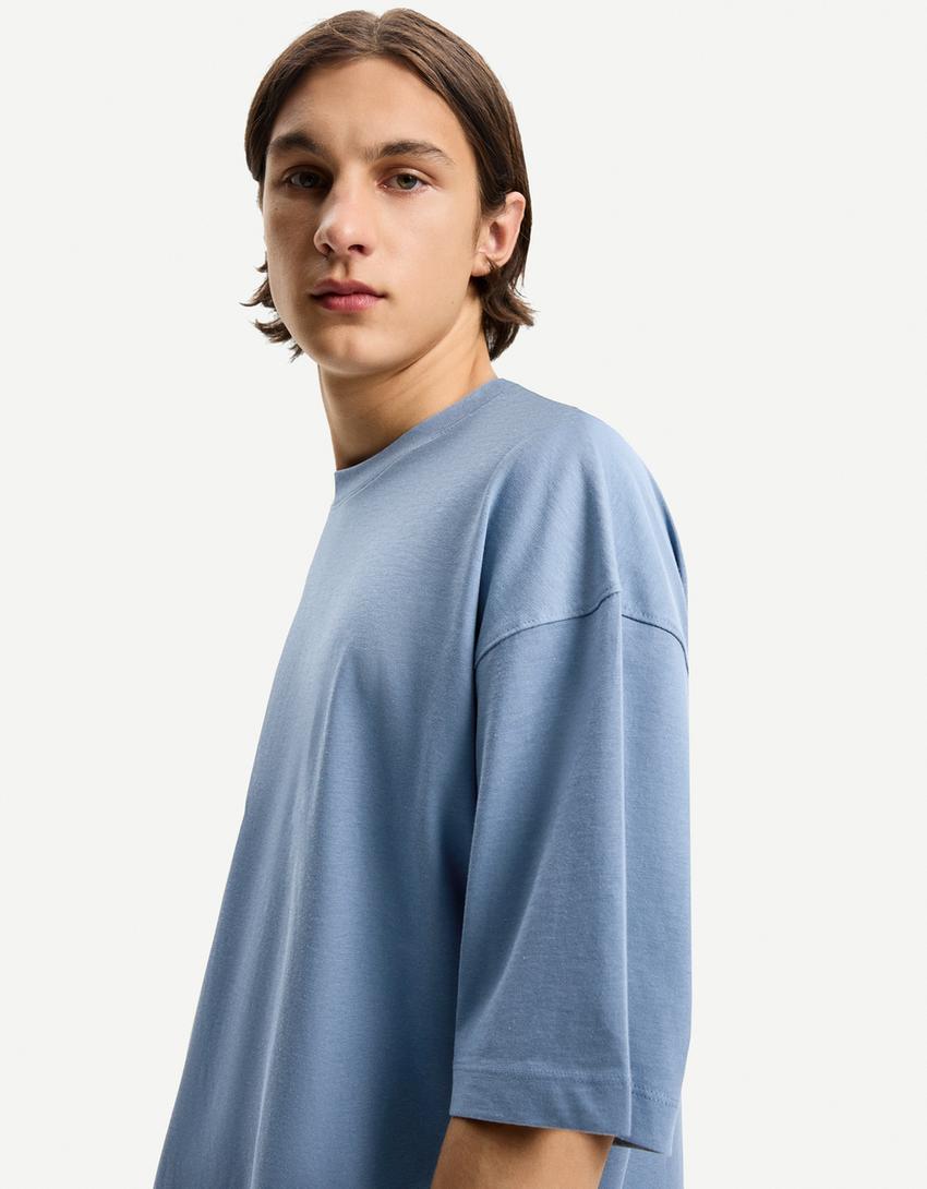 Oversize short sleeve T-shirt-Light blue