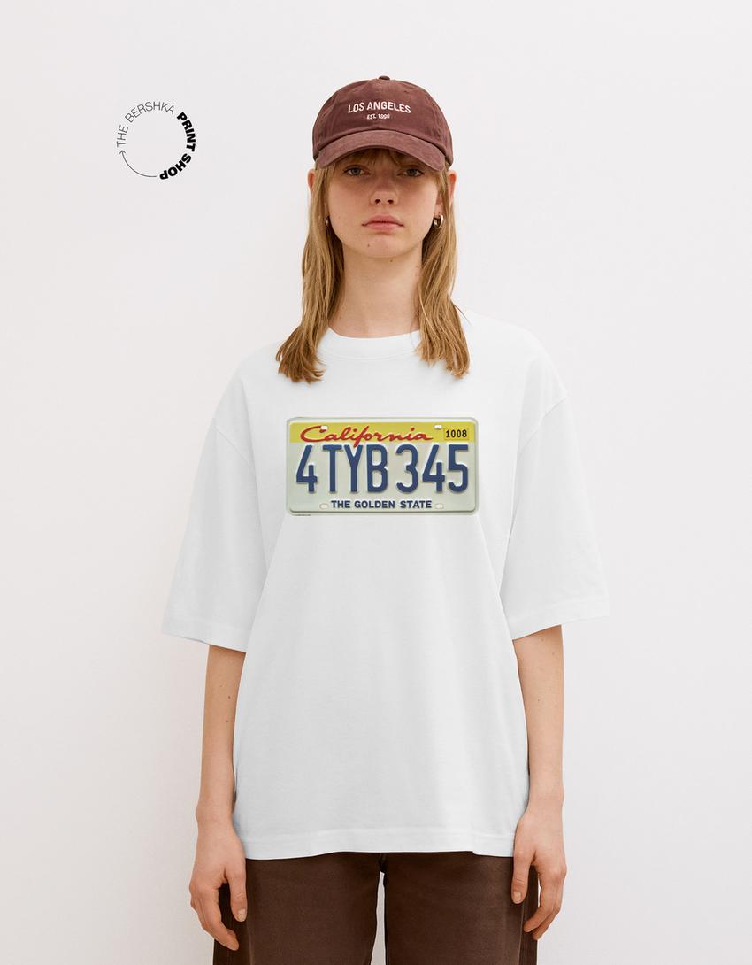 T-Shirt mit Print und kurzen Ärmeln-Weiss-1