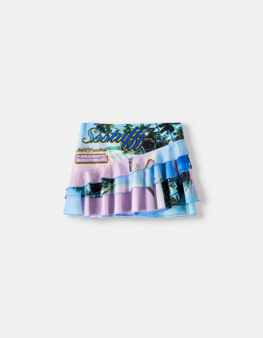 SSSTUFFF x BERSHKA print ruffled mini skirt-Pink-6