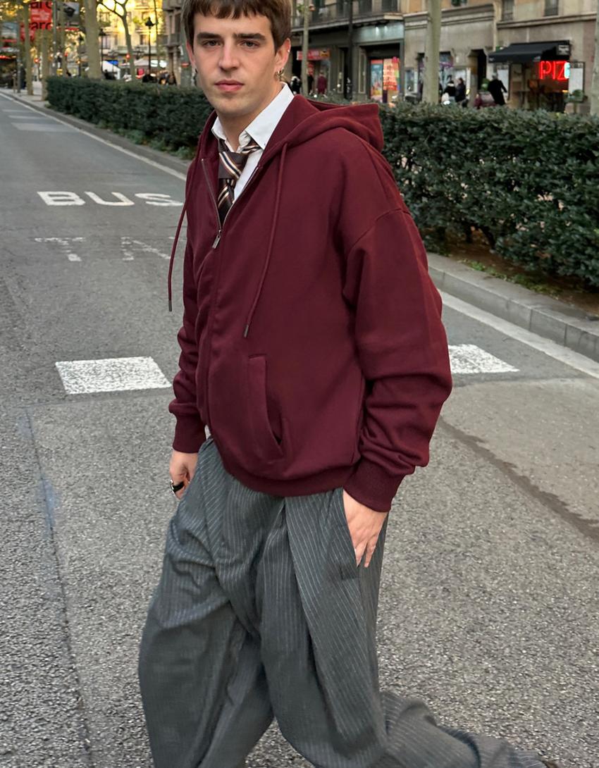 Zip-up hoodie-Maroon