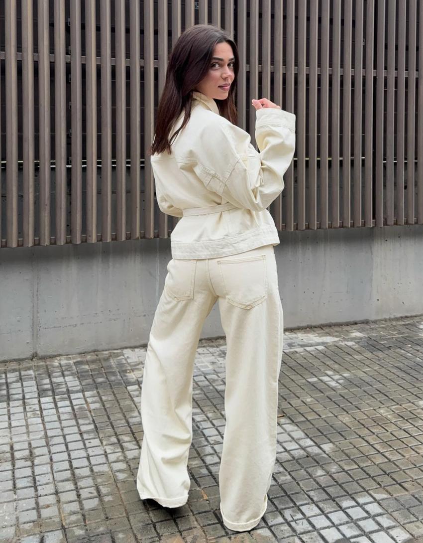 Jeans boyfriend vita bassa-Avorio