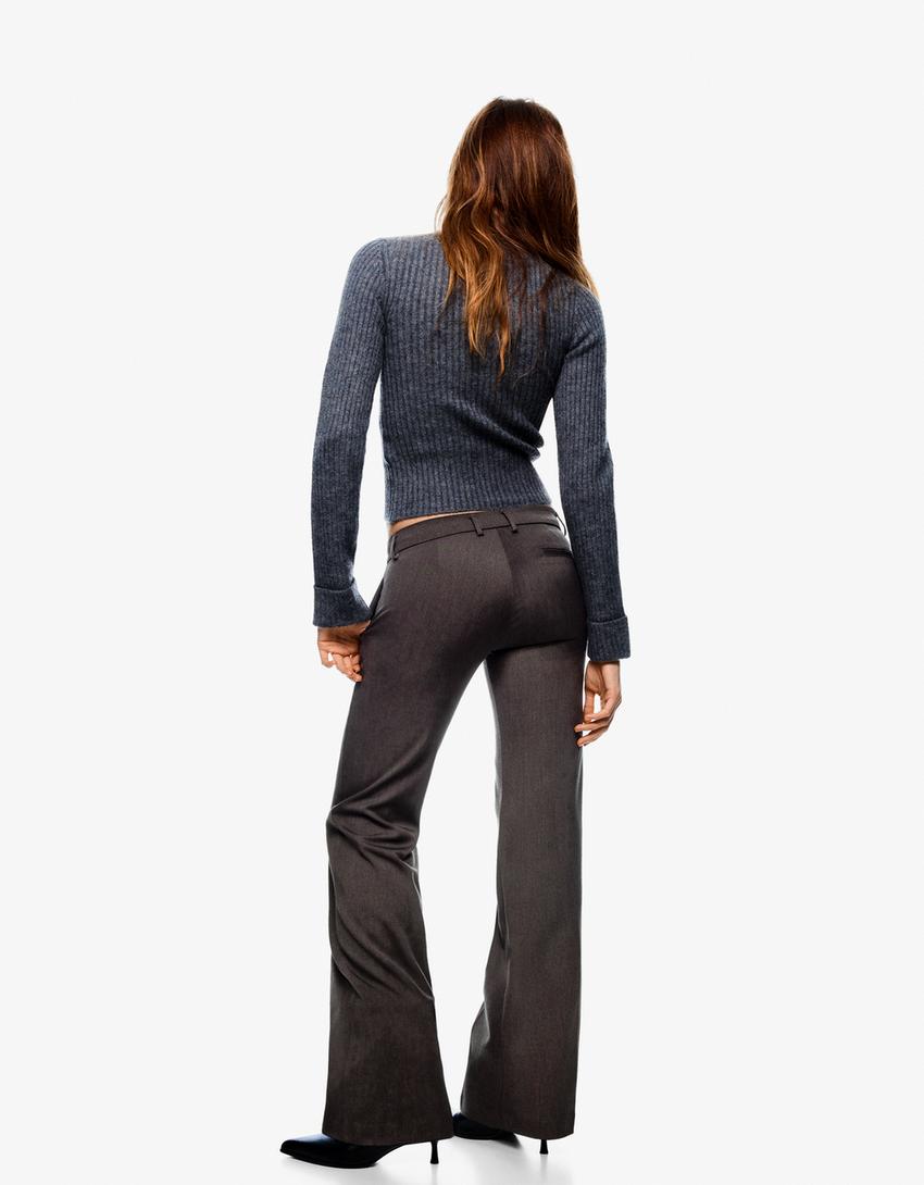 Pantalon bootcut taille basse-Gris