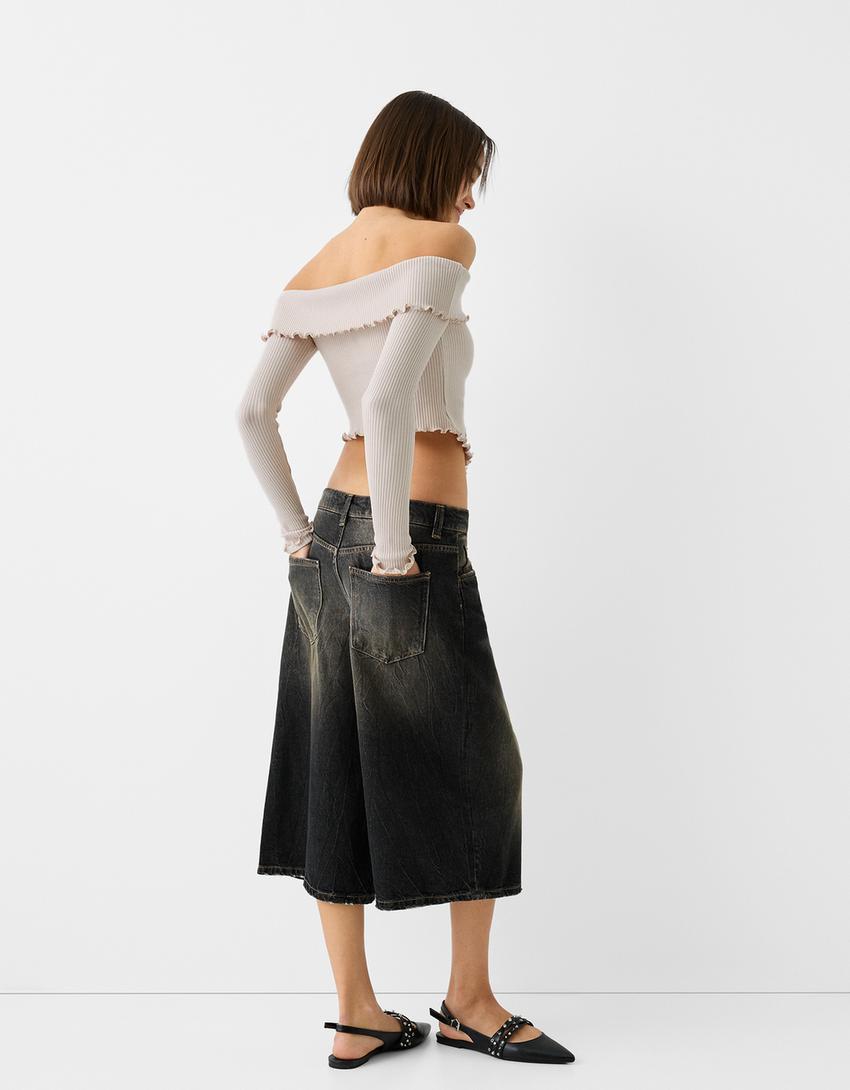 سويتر بياقة باردو وأكمام طويلة-حجري-1