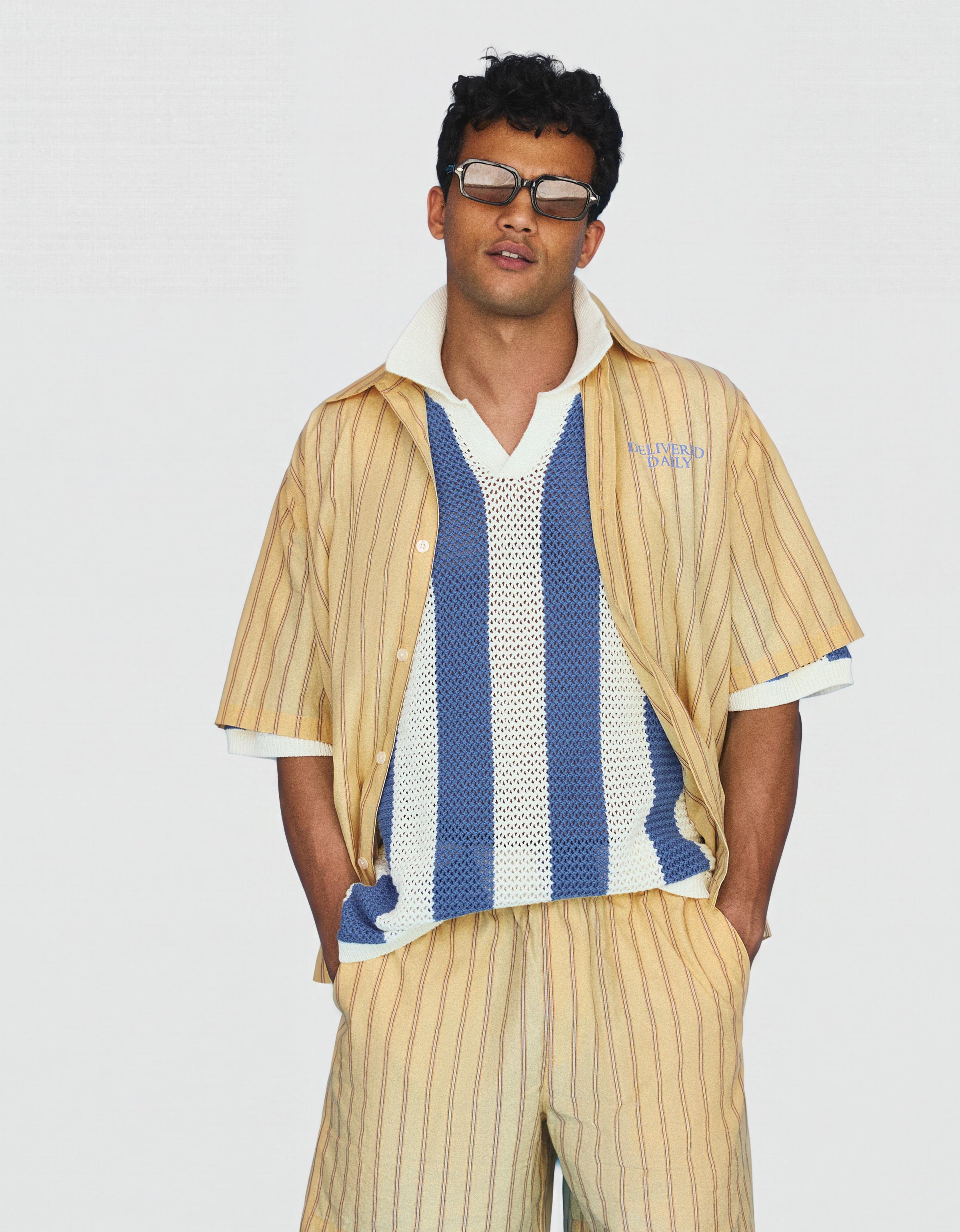 Boxy print short sleeve shirt — Yellow
