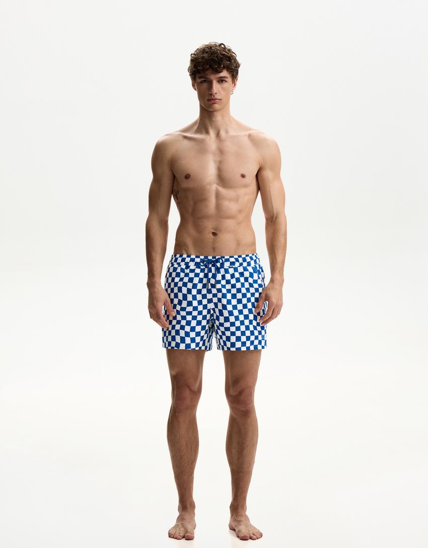 Bañador print cuadros-Azul