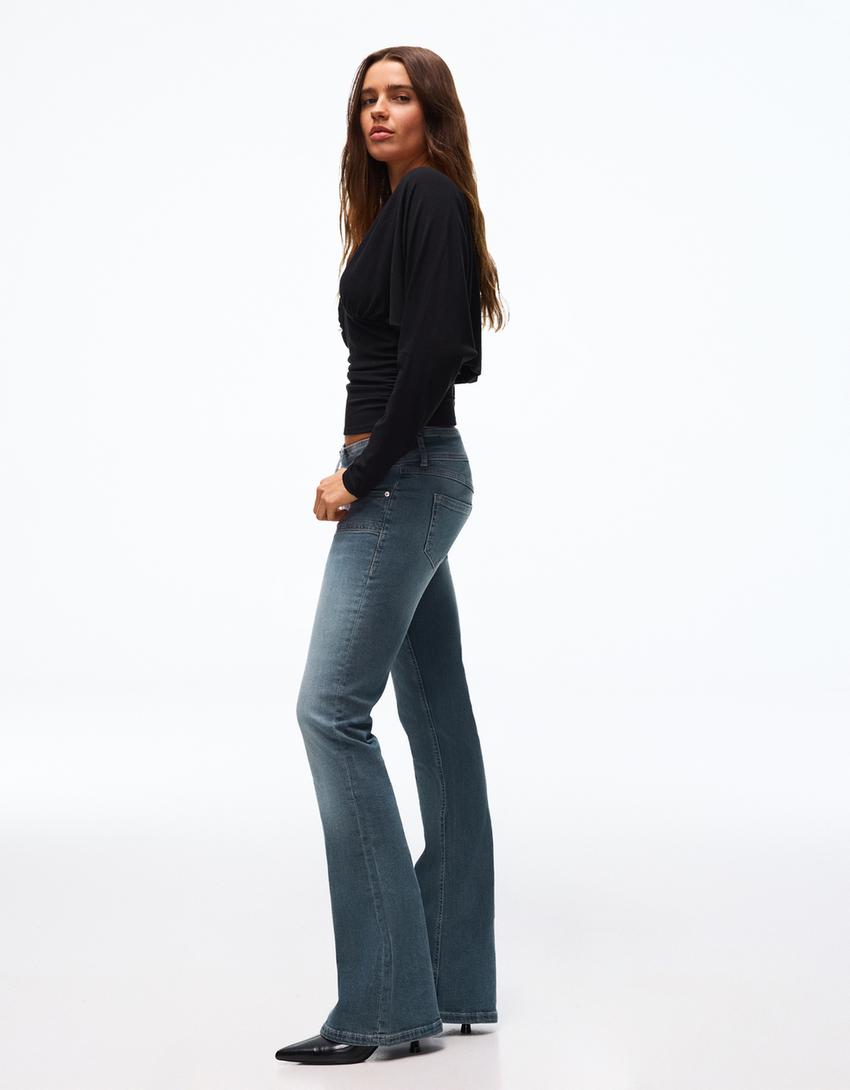 Low-rise boot-cut jeans-Blue