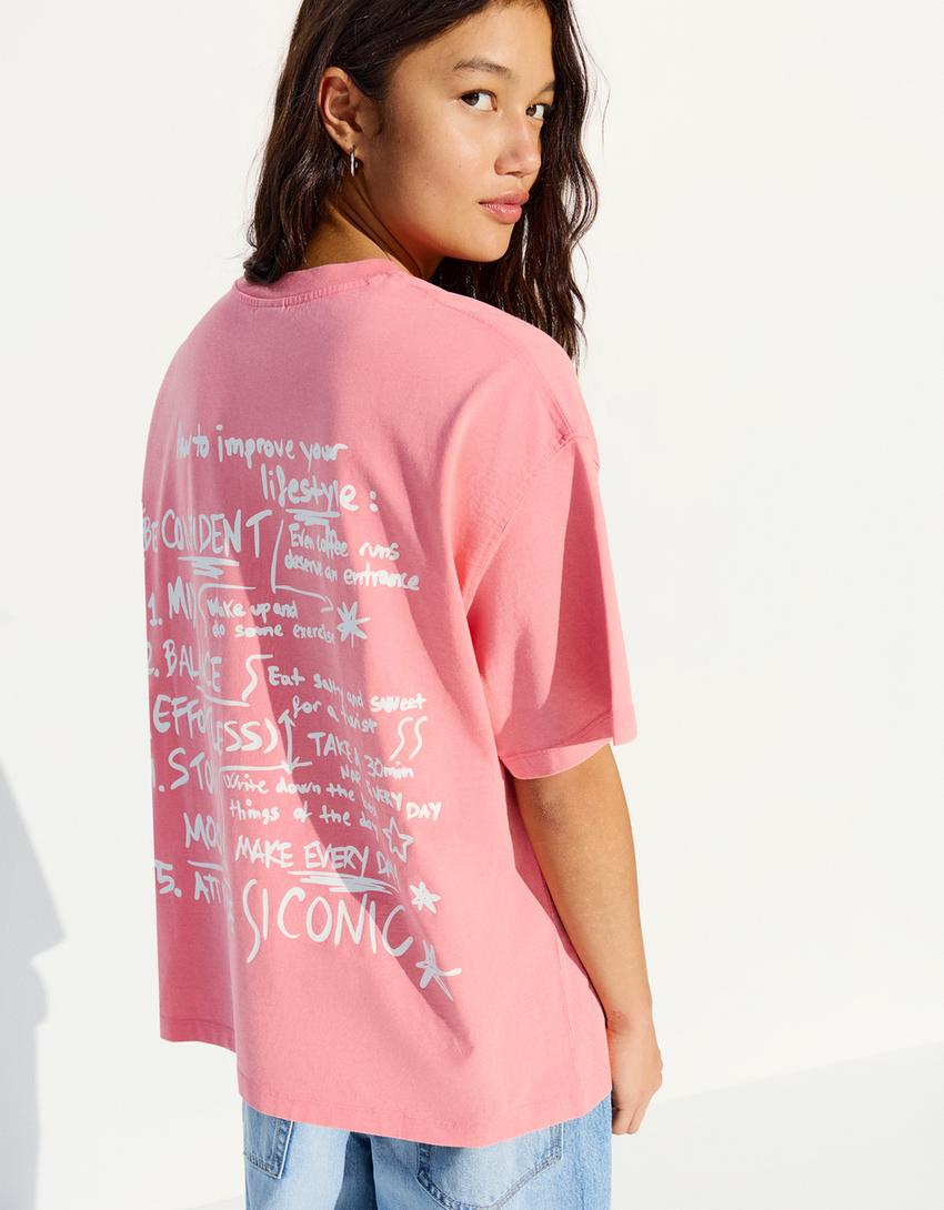 Short sleeve faded T-shirt-Salmon