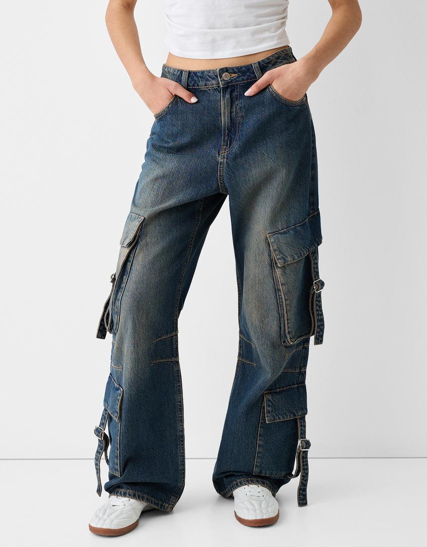 Cargo baggy jeans with straps - BSK Teen | Bershka