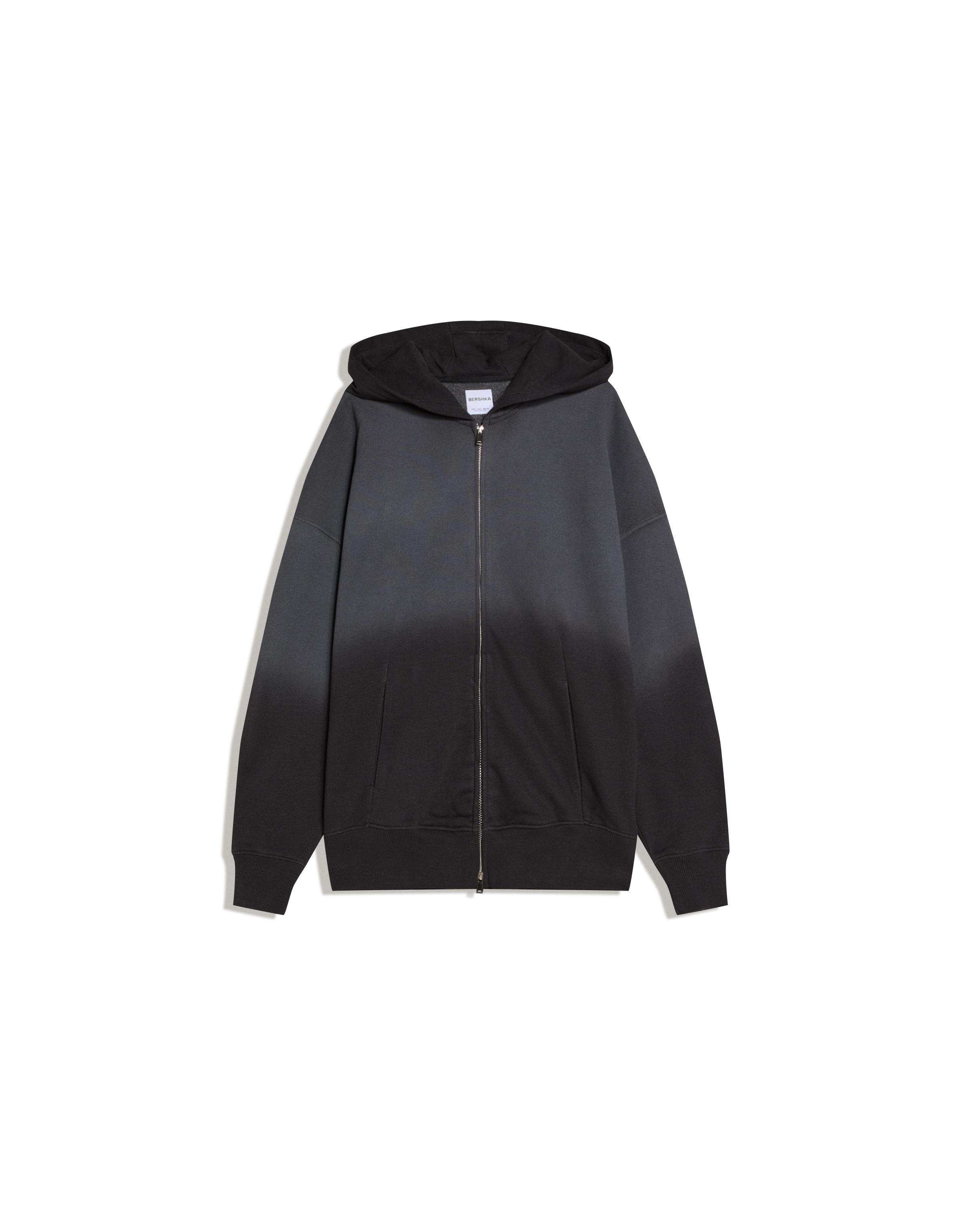 Oversize zip-up hood sweatshirt