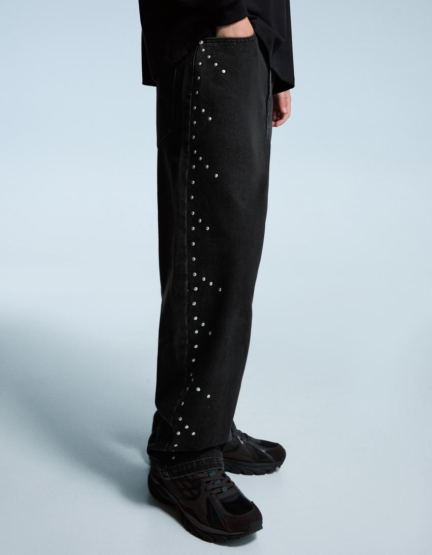 Jeans baggy fit clous-Noir