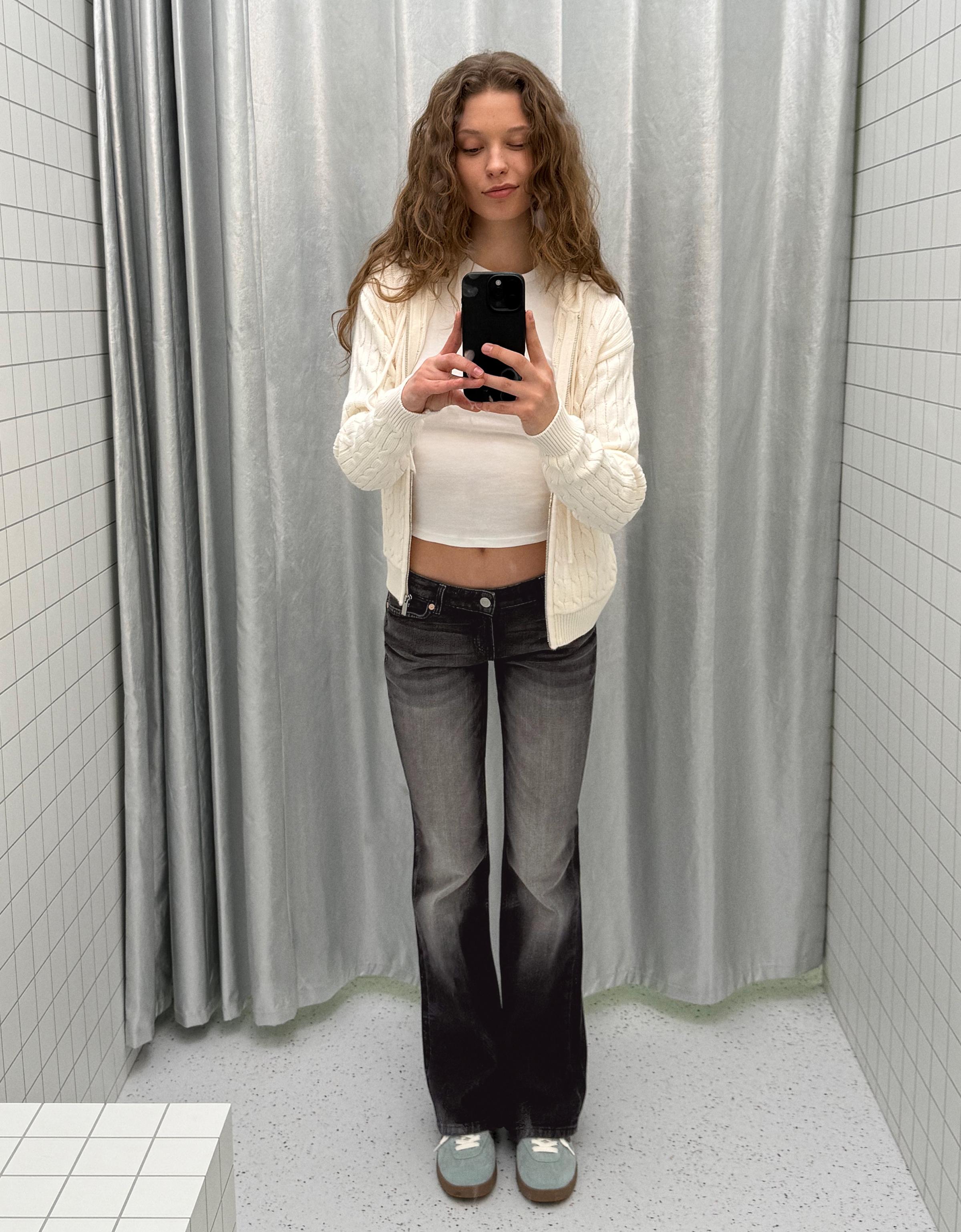 Low-rise boot-cut jeans
