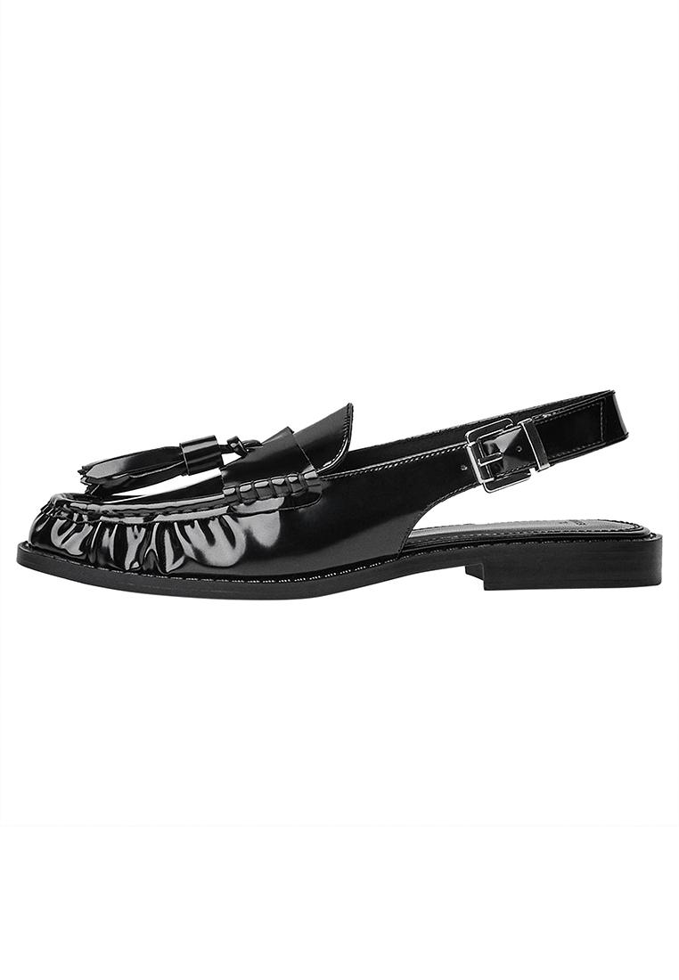 Backless tassel loafers — BLACK