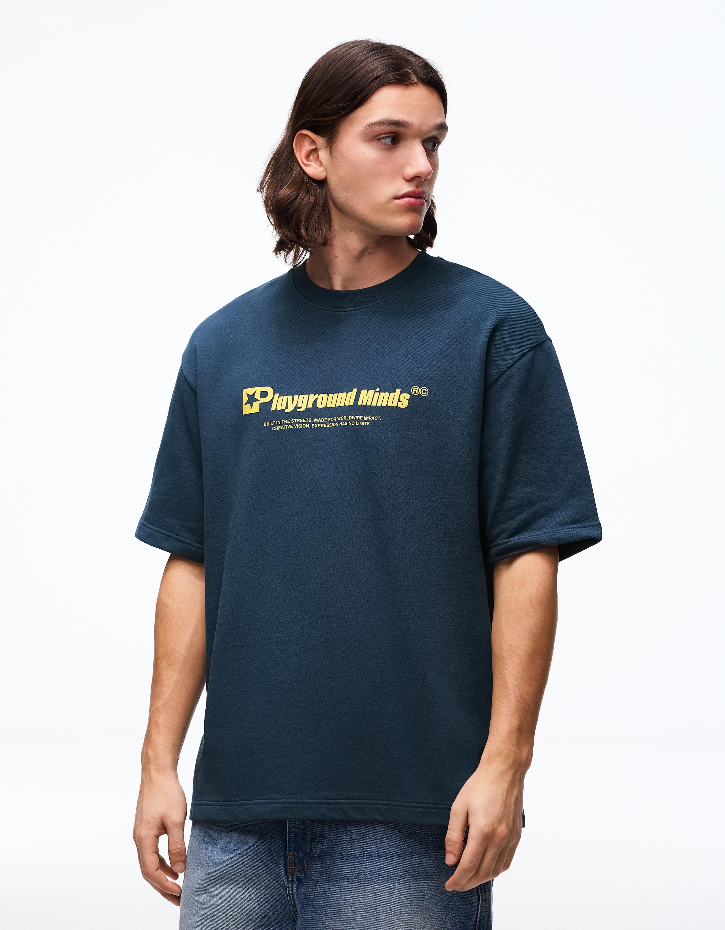 Camiseta Manga Corta Print Hombre S Azul