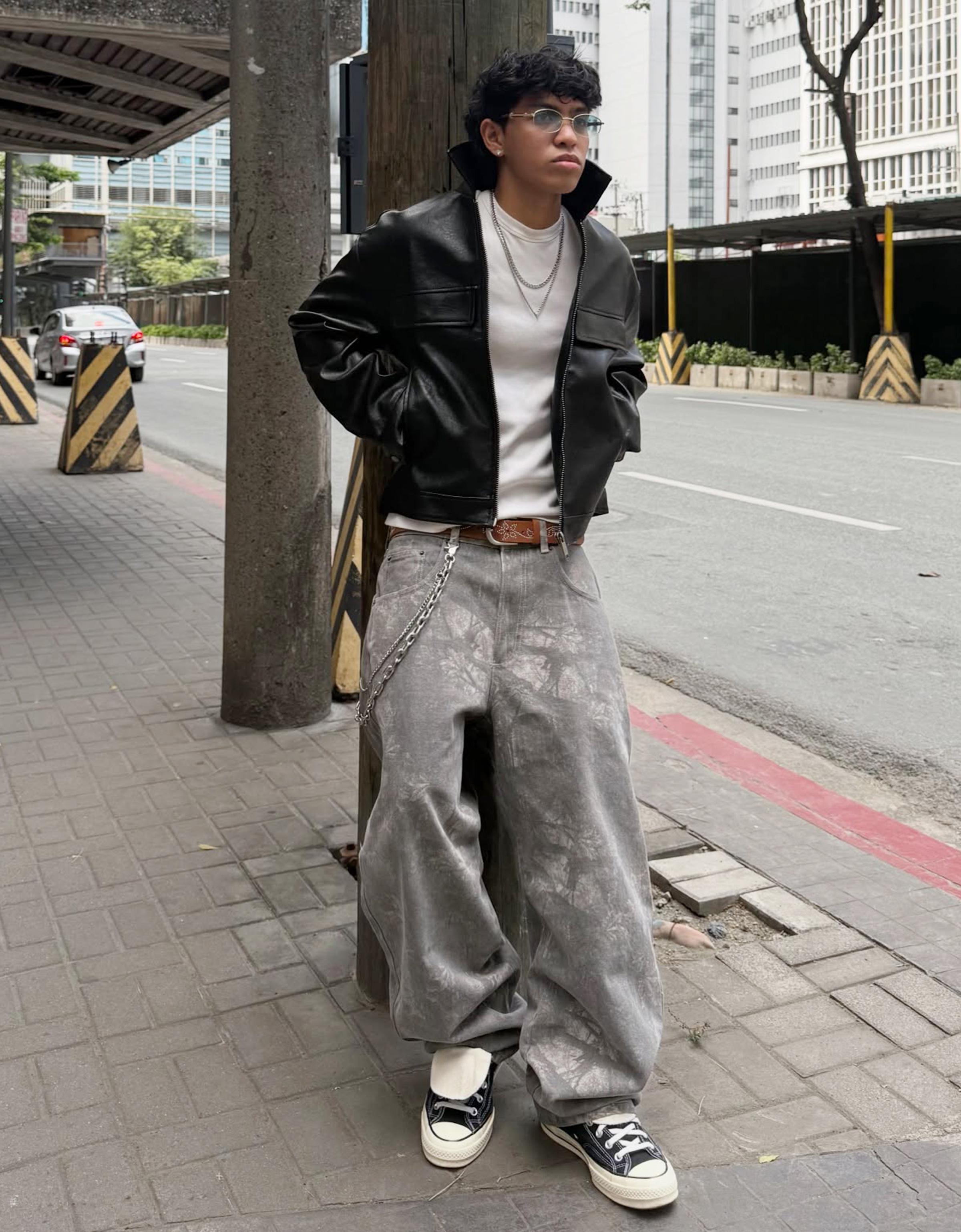 Pantalón Super Baggy Print Hombre 34 Gris Oscuro