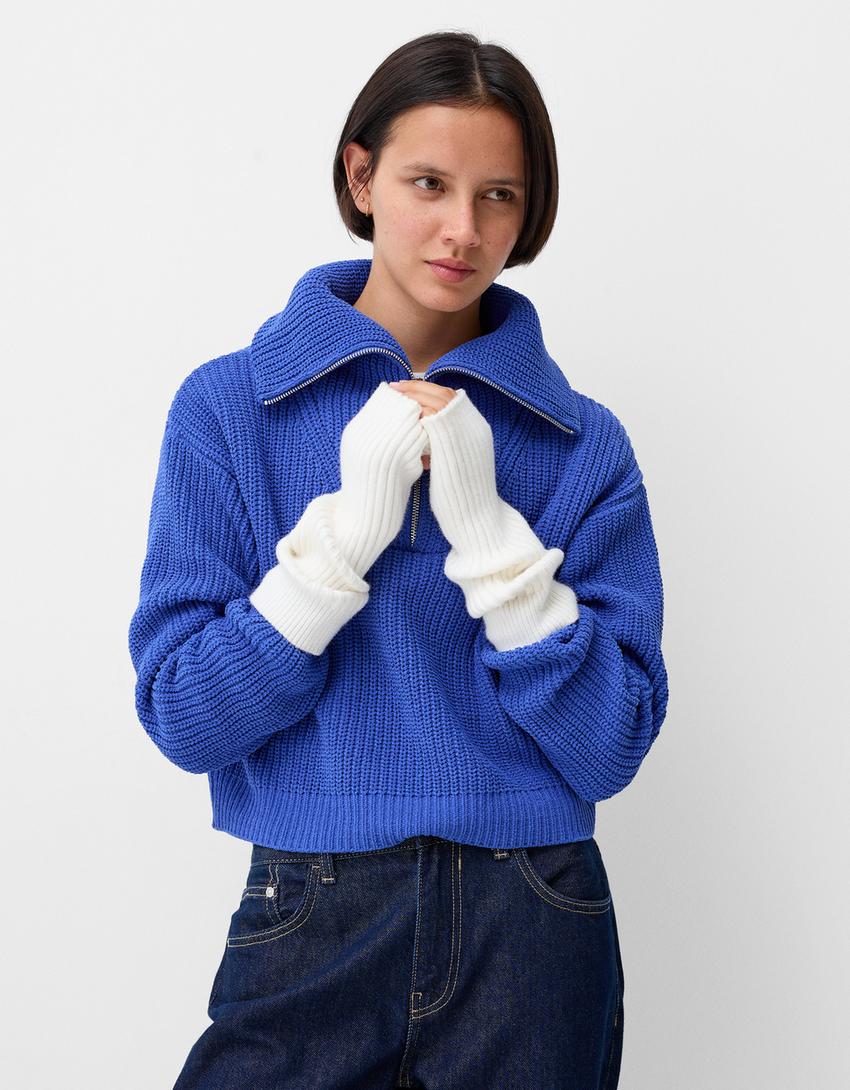 Długie rękawiczki bez palców-Kremowy