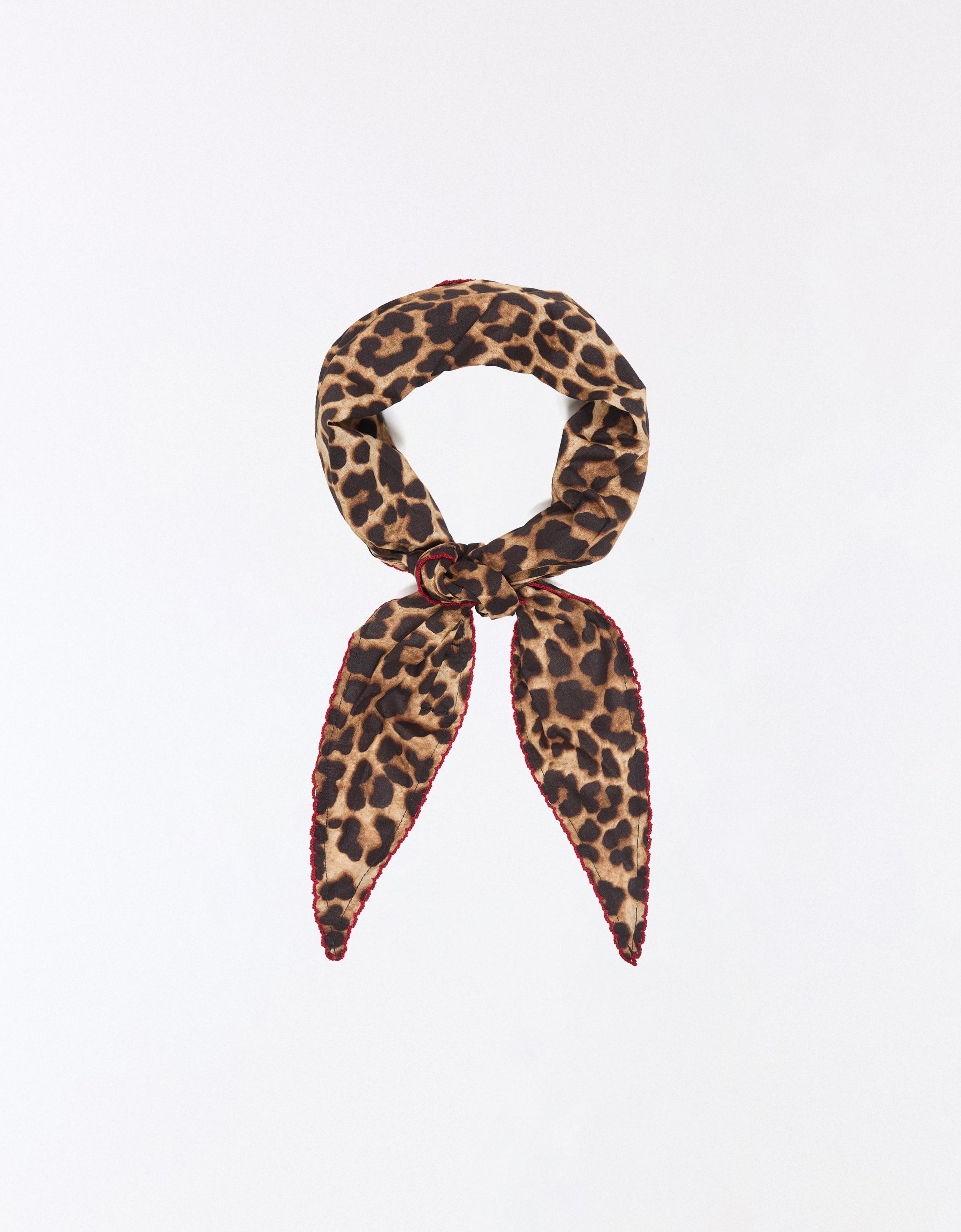 Printed triangle scarf — Brown