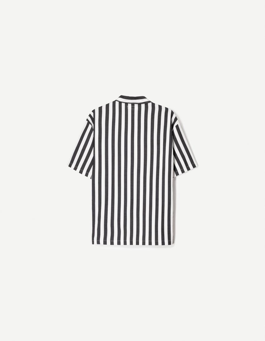 Chemise manches courtes relaxed fit-Blanc / Noir