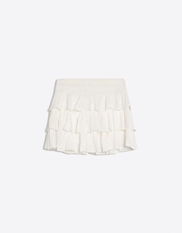Metallic thread ruffle mini skirt — White 5