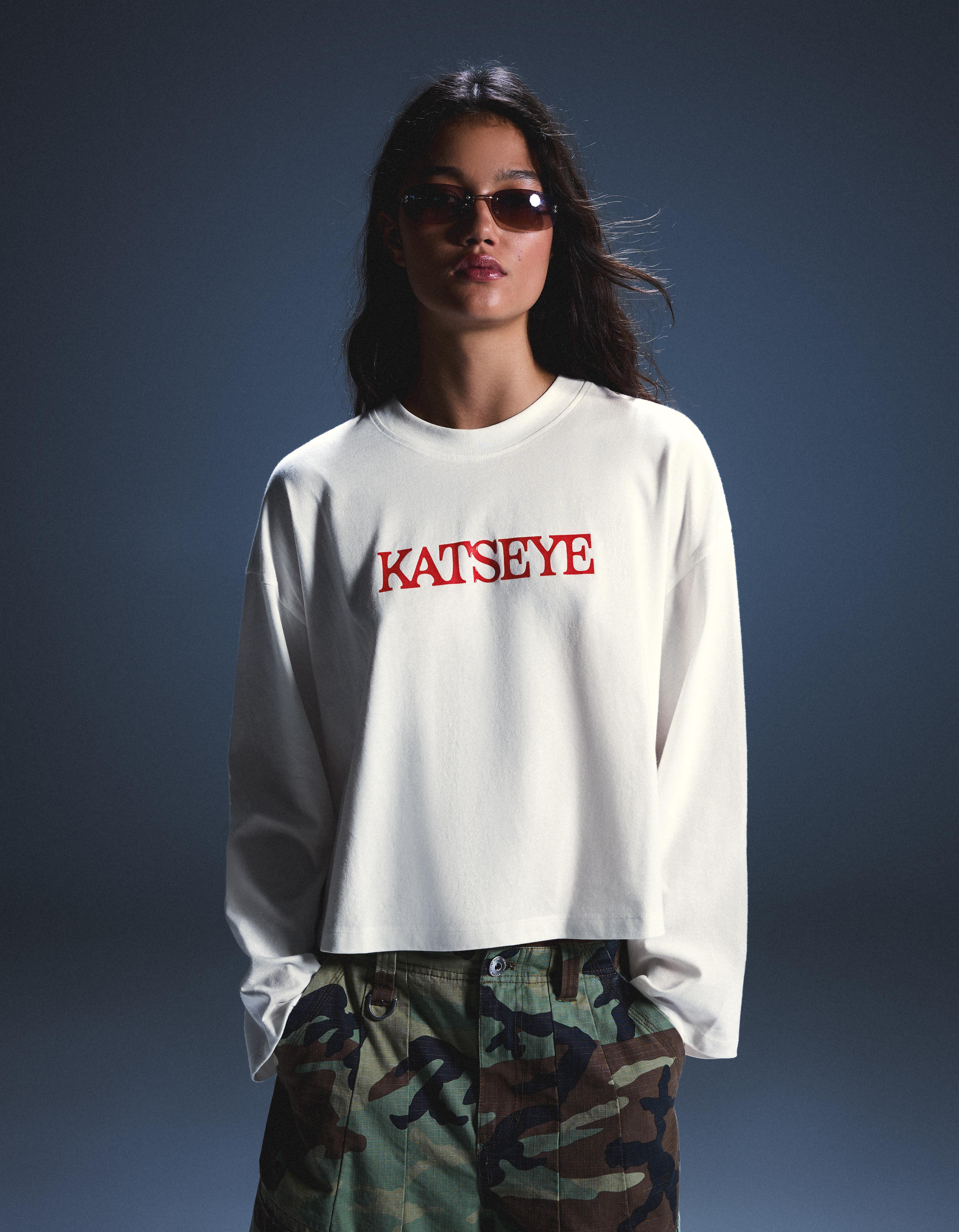 Bershka Camiseta Manga Larga Print Katseye Mujer L Blanco Roto