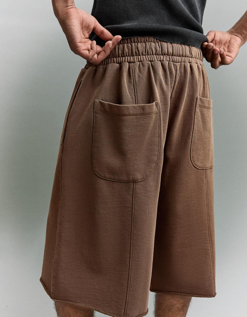 Jogger Bermuda shorts-Brown