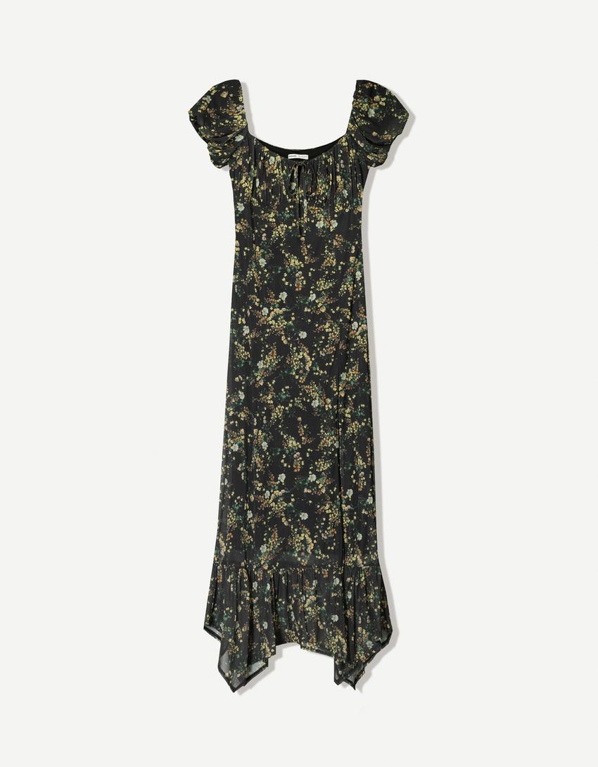 Rochie midi din tul-Verde-4