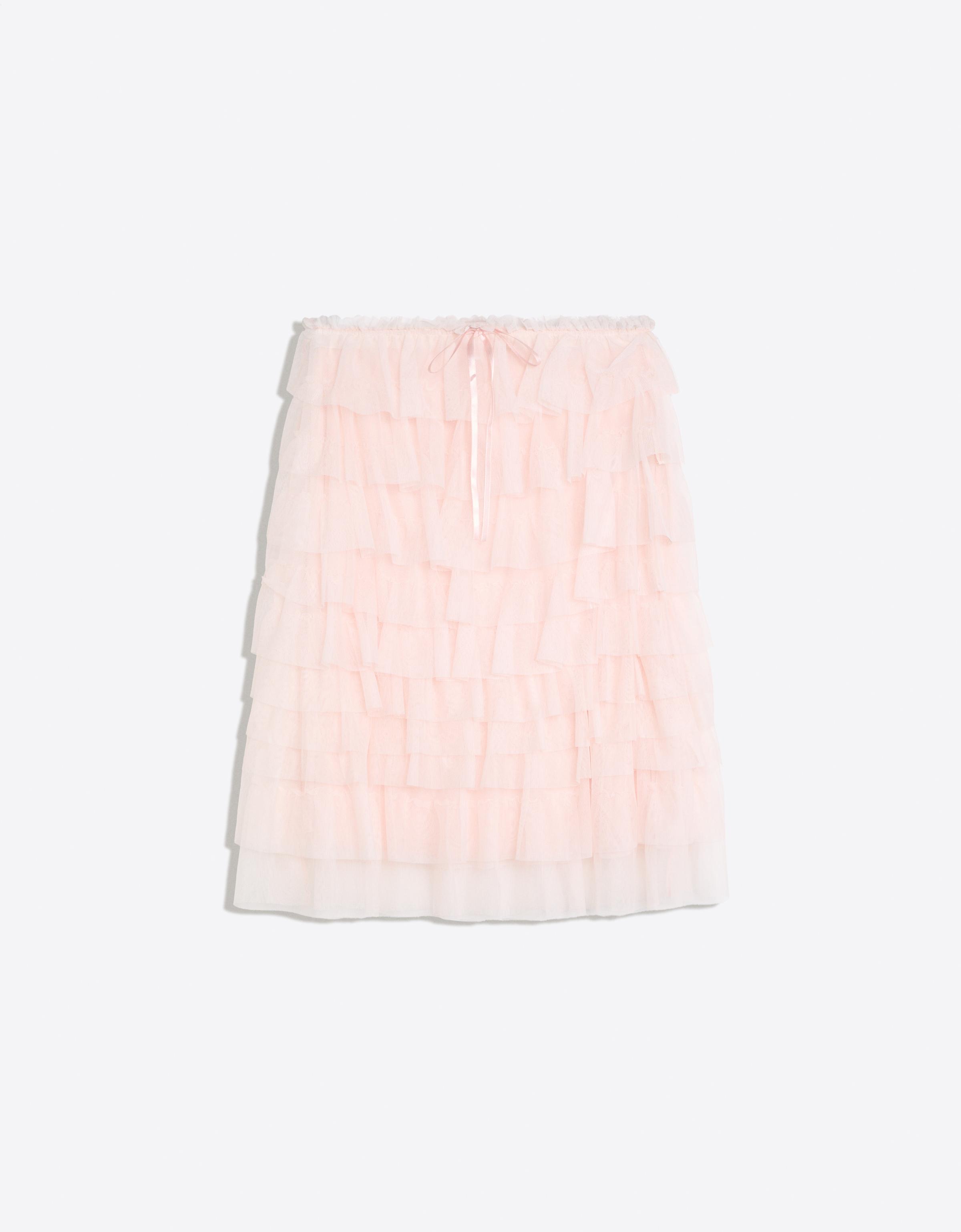 Layered tulle midi skirt — Orange