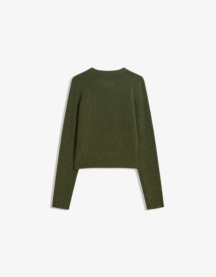Trui met ronde hals-Groen