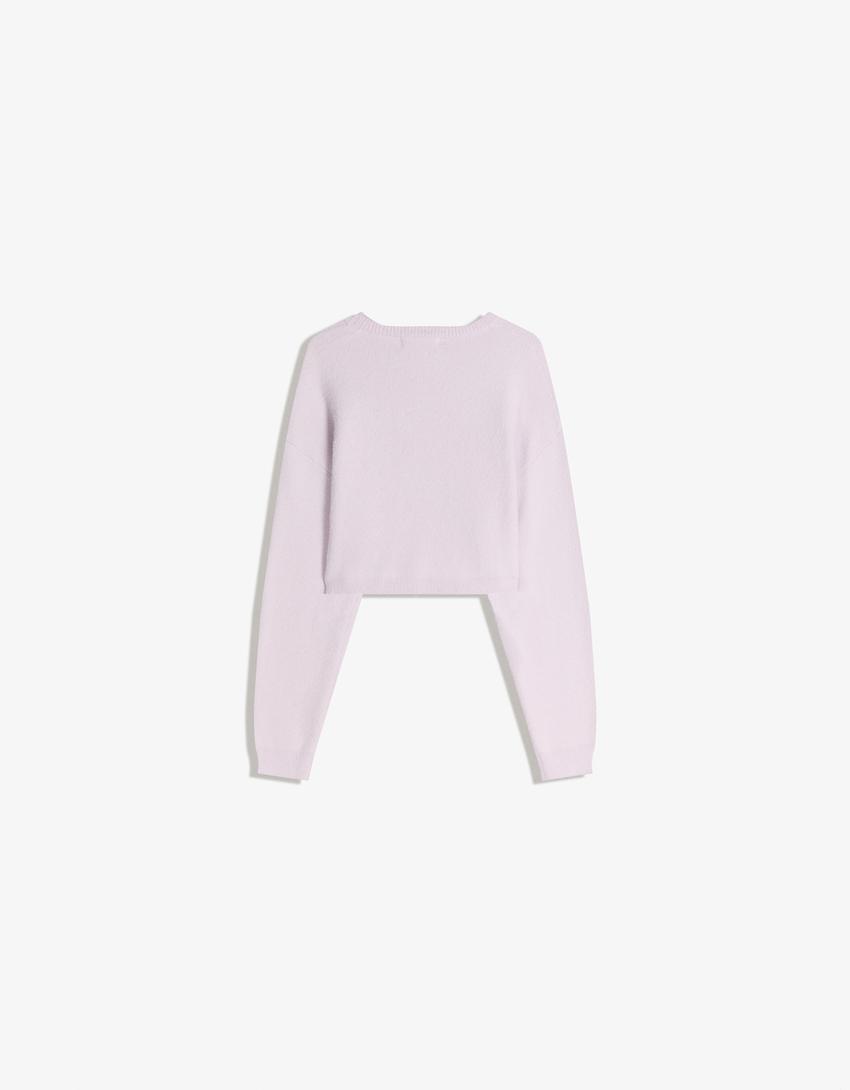 Cropped faux fur jumper-Violet