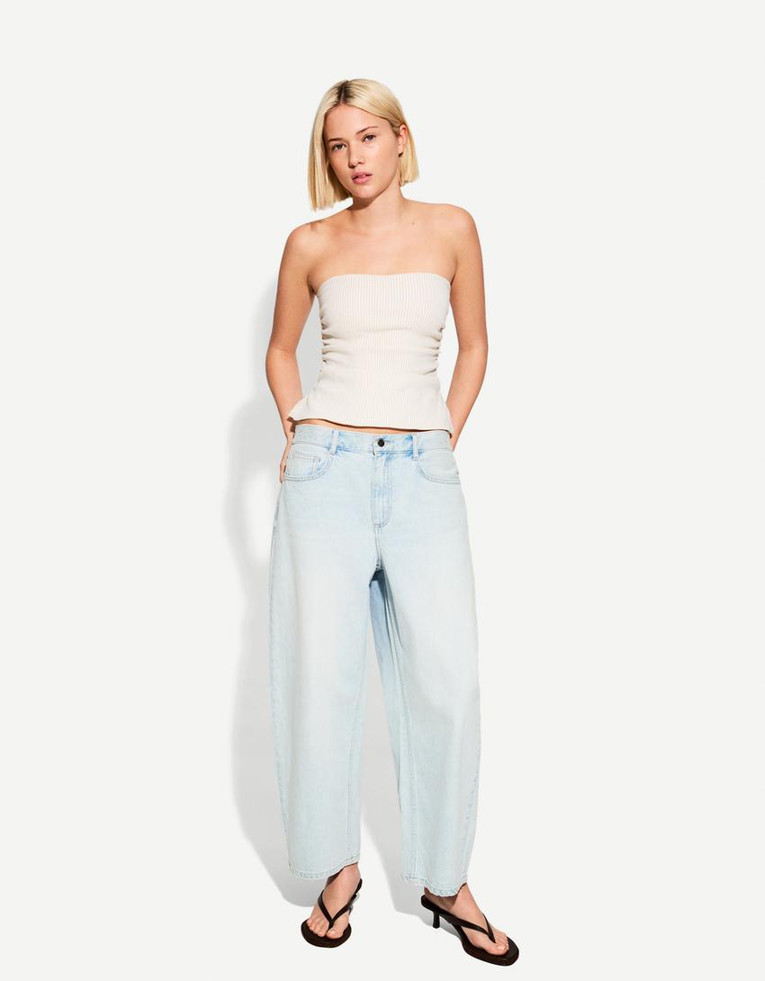 Jeans barrel goma en cintura-Azul claro-0