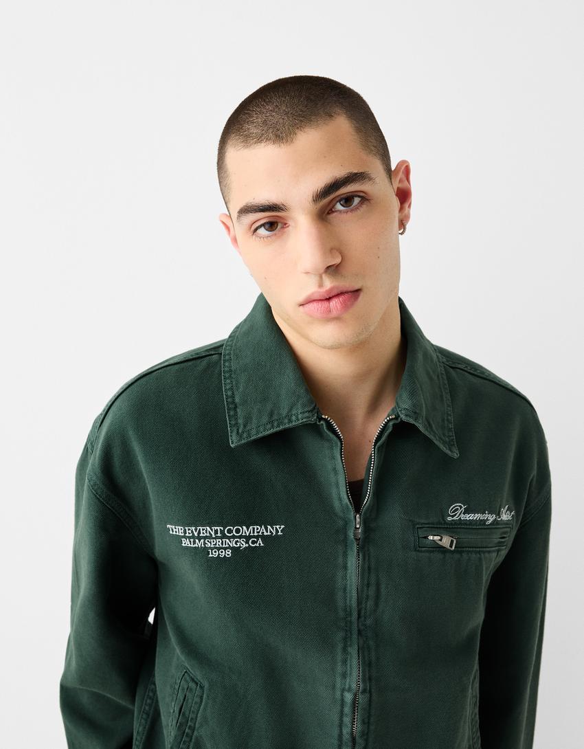 Boxy fit jacket-Green-2