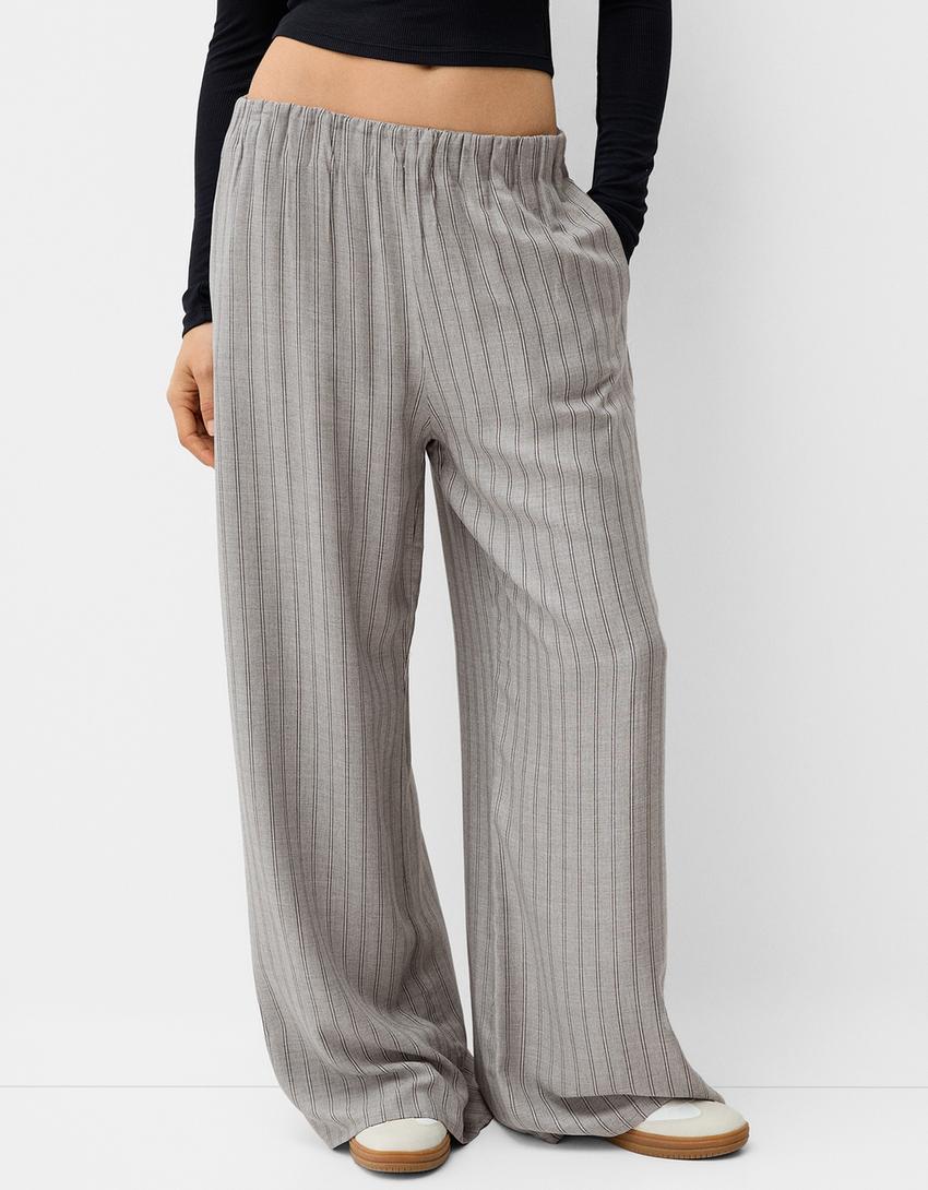 Wide-leg trousers-Grey-1