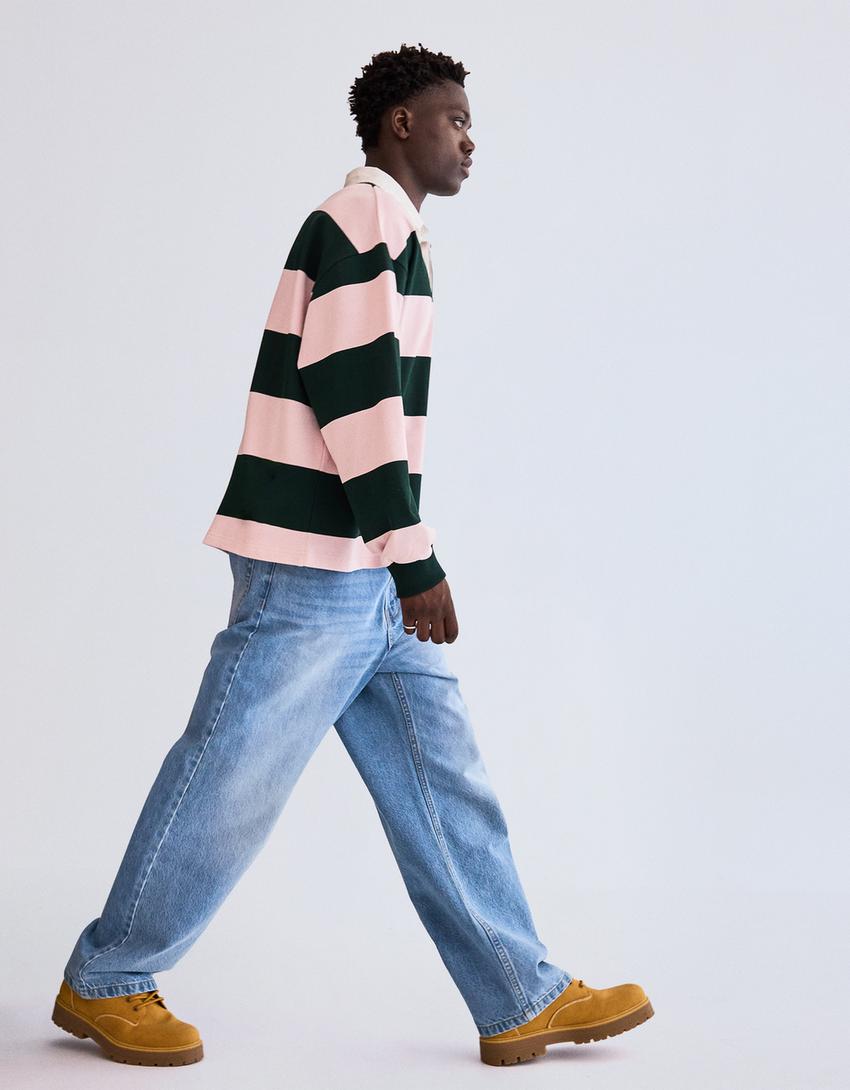 Jeans baggy fit-Bleu lavé