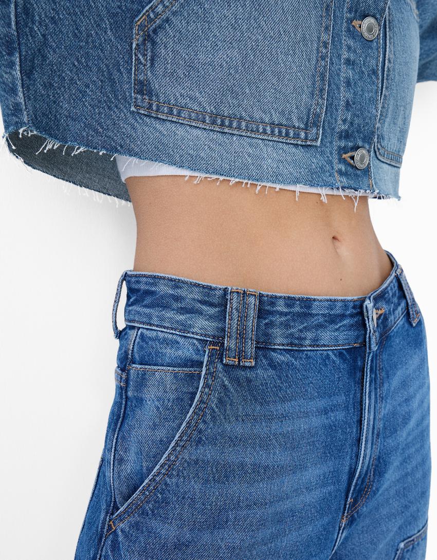 Casaco denim cropped workwear-Azul lavado-5