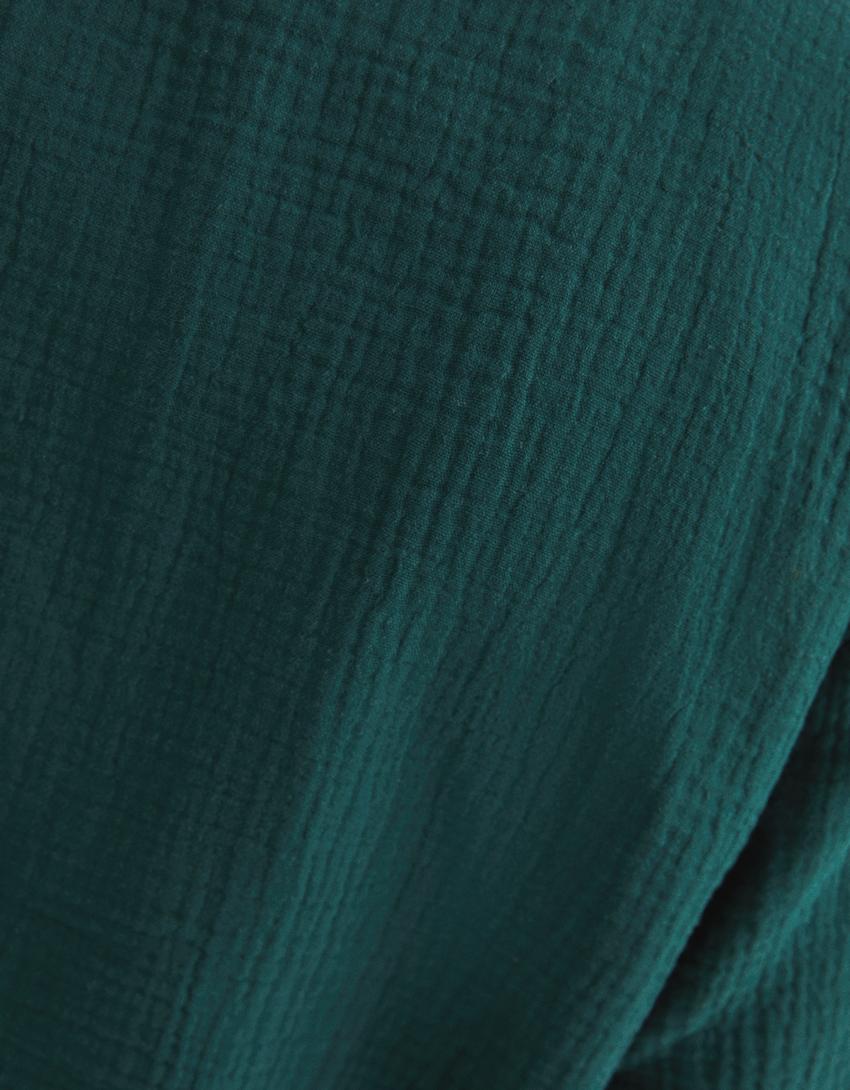 Chemise manches courtes loose fit texturée-Vert-5